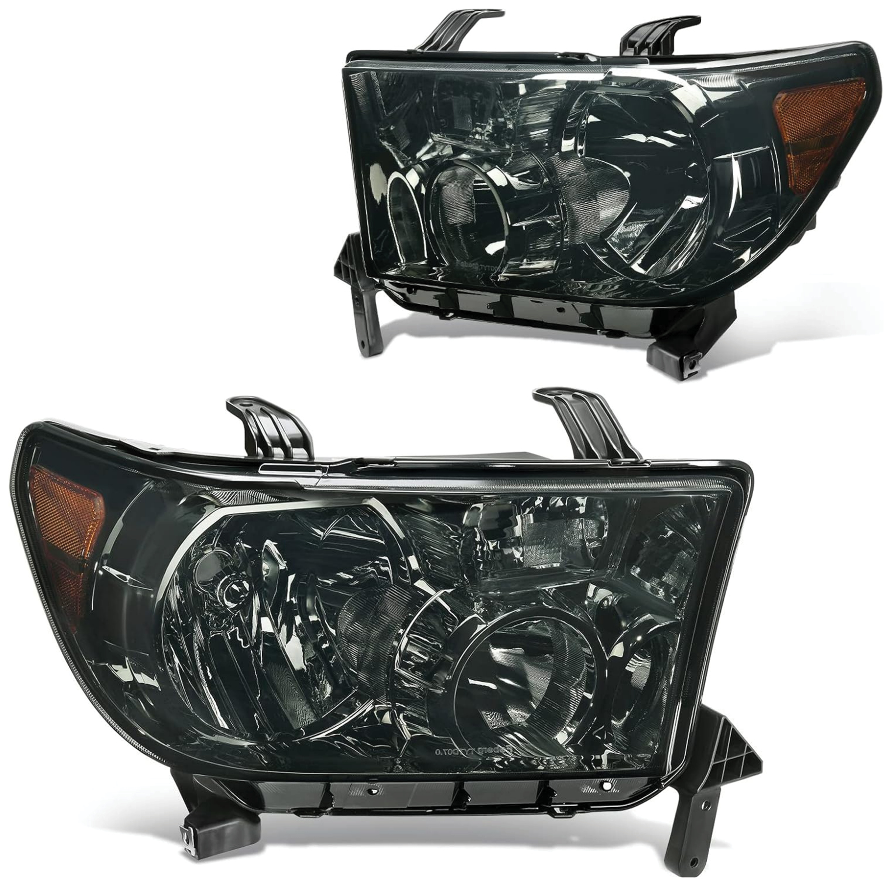 YITAMOTOR® Headlight Assembly for 2007-2013 Toyota Tundra 2008-2017 Sequoia Black Smoke Lens Lamps-image-OE-YTLLHL-1154