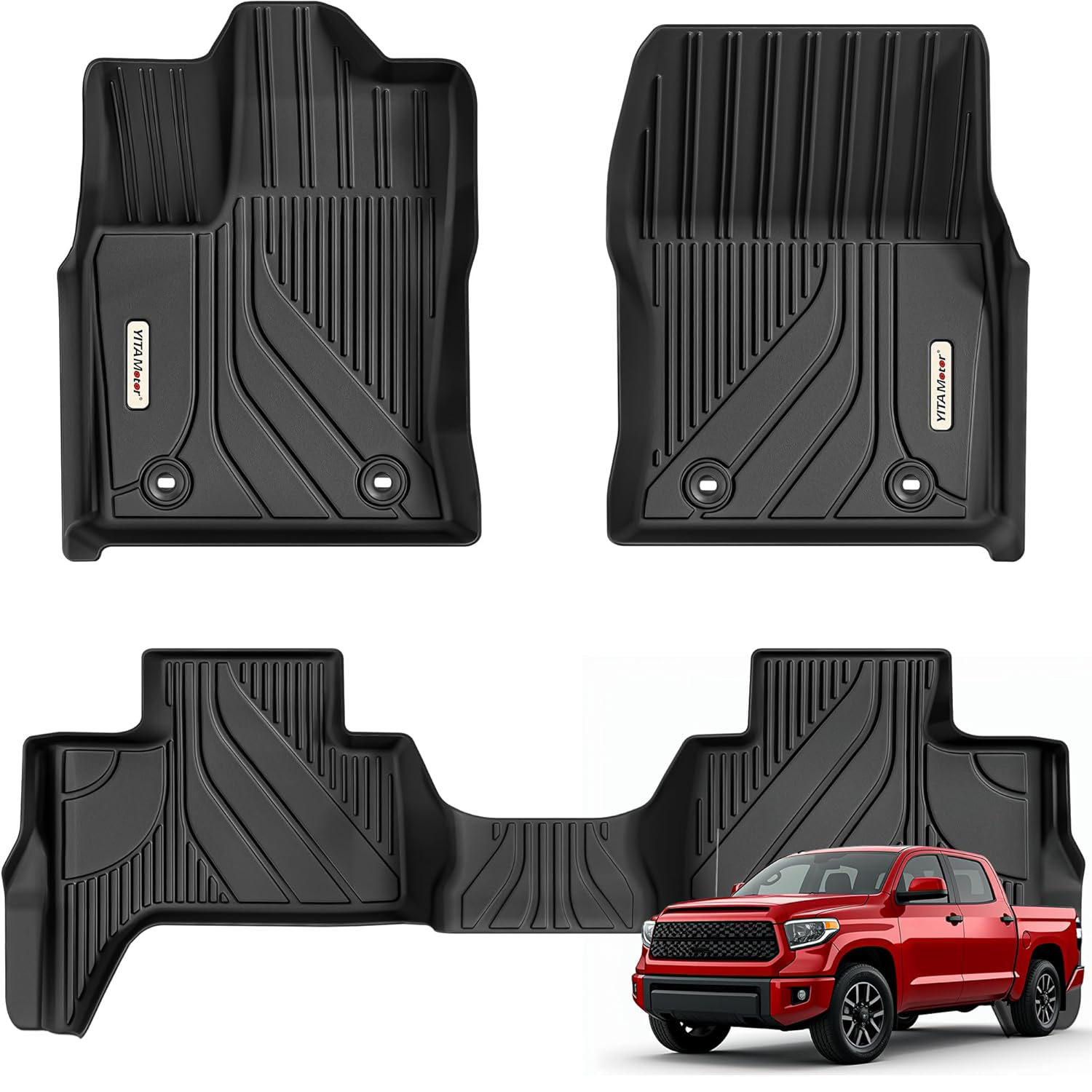 YITAMOTOR TPE Floor Mats for 2022-2026 Toyota Tundra Double Cab | Front & Rear Row Set-image-OE-YTIPFM-1206