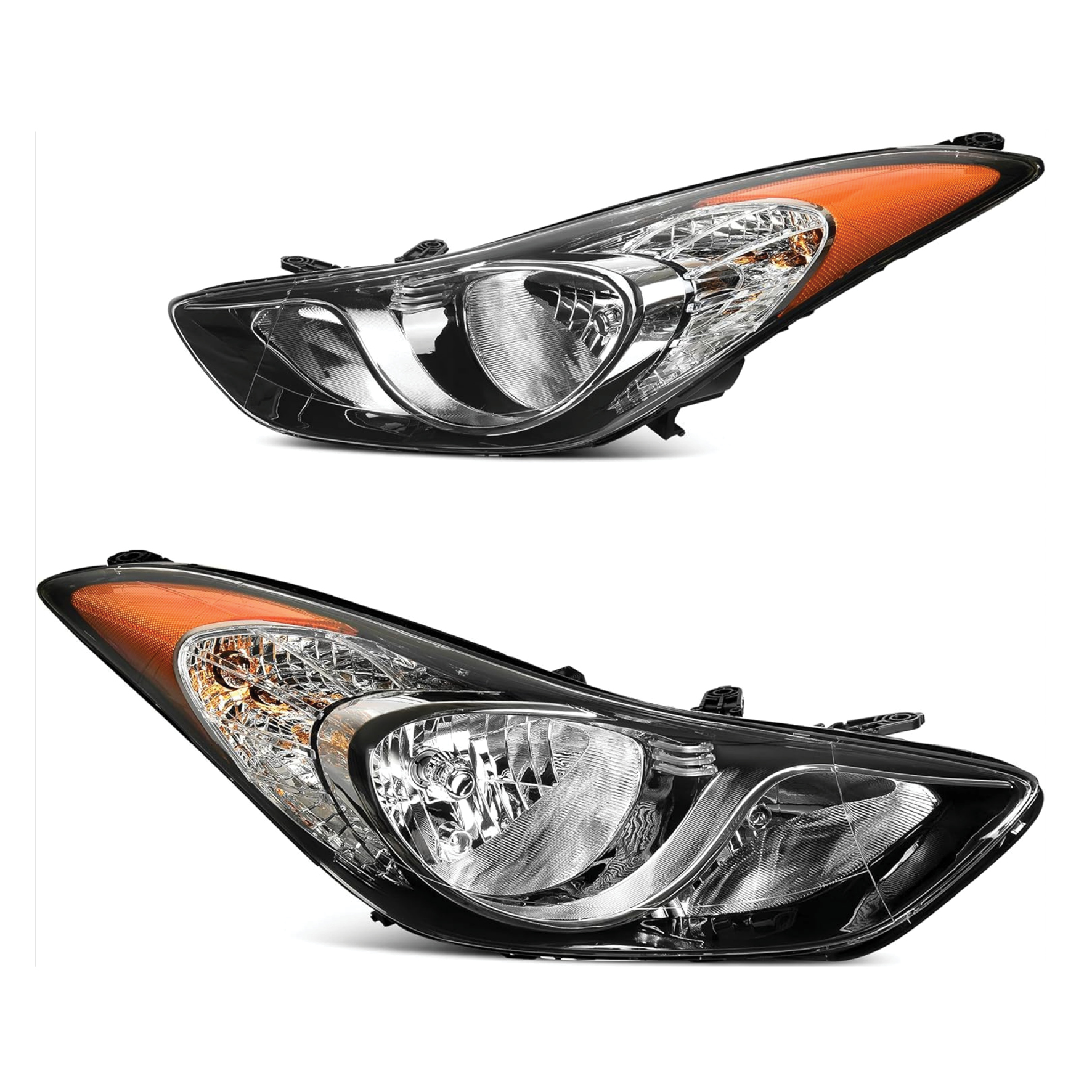 YITAMOTOR® Headlights Assembly Compatible with Elantra 2011 2012 2013 Replacement Headlamp Chrome Housing Clear Lens Amber Reflector-image-OE-YTLLHL-0050