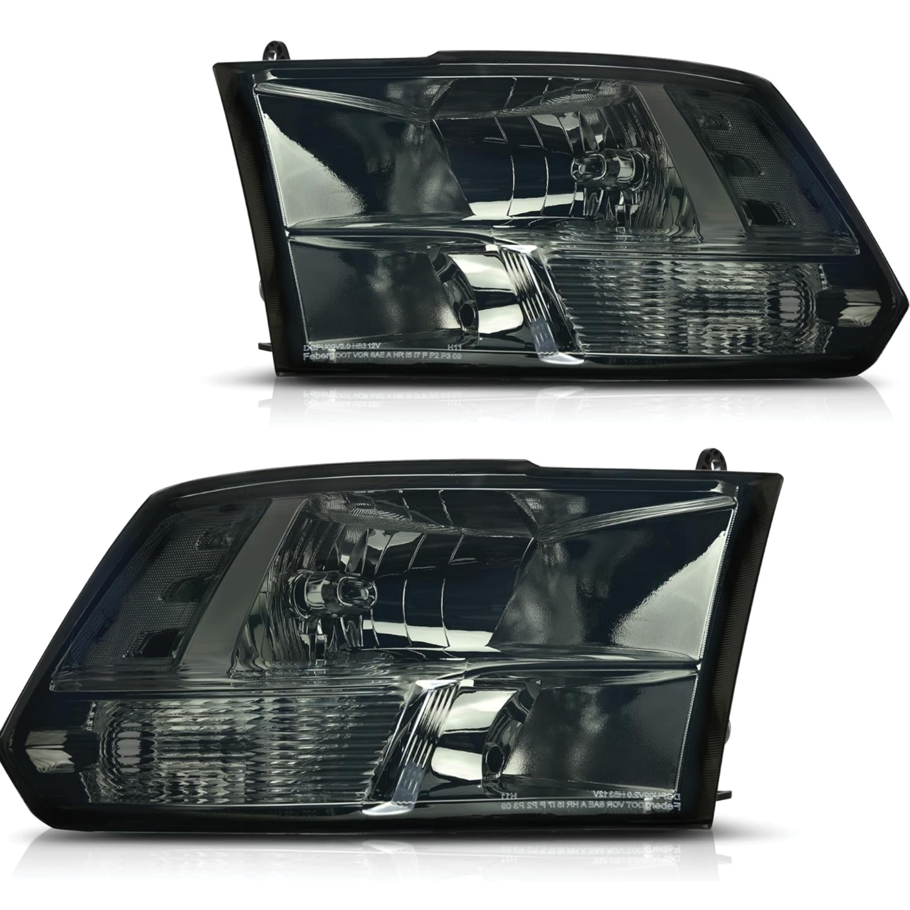 YITAMOTOR® Headlights Assembly Smoke Lens For 2010-2018 Dodge Ram 1500 2500 3500 Quad Lamps