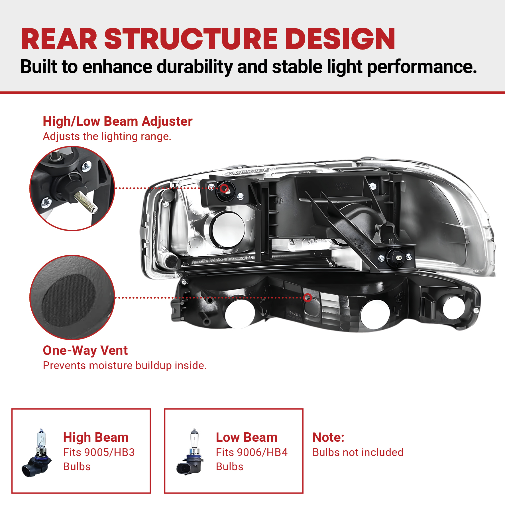 Side view of YITAMOTOR® LED DRL 1999 -2006 GMC Sierra 1500 2500, 2001-2006 Yukon XL Headlights Assembly