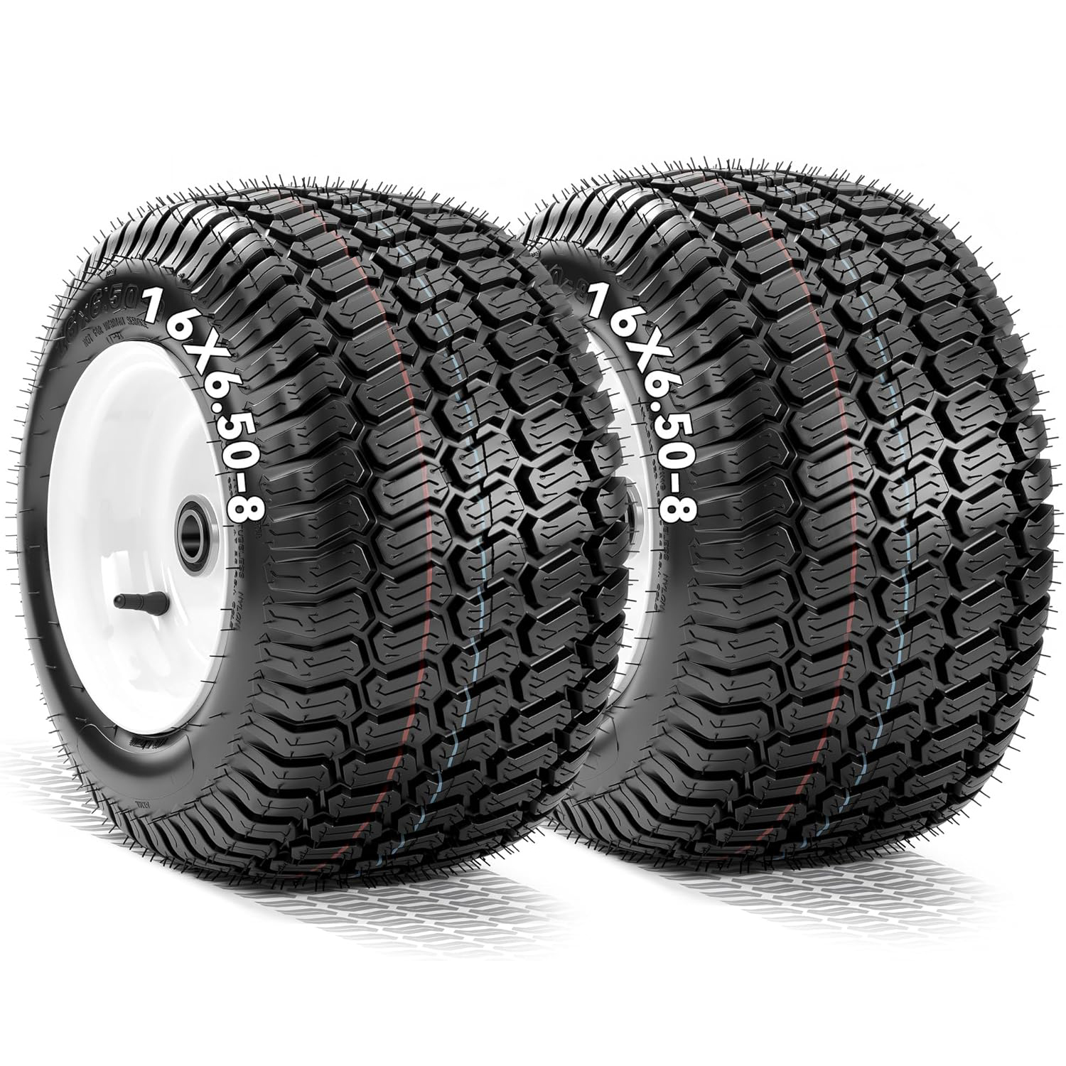 YITAMOTOR 16x6.50-8 Flat Free Lawn Mower Tires & Wheel Assemblies (2 Pack), 4 Ply, 3" Centered Hub, 3/4" Bushings, 620 lbs