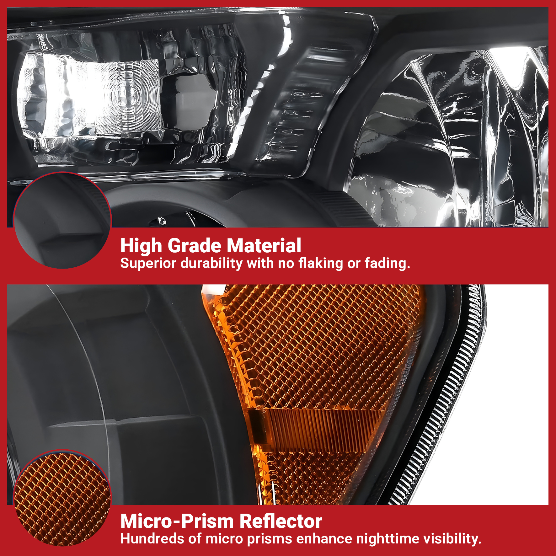 Side view of YITAMOTOR® 2007-2013 Toyota Tundra / 2008-2017 Toyota Sequoia Headlight Assembly Black Housing Clear Lens