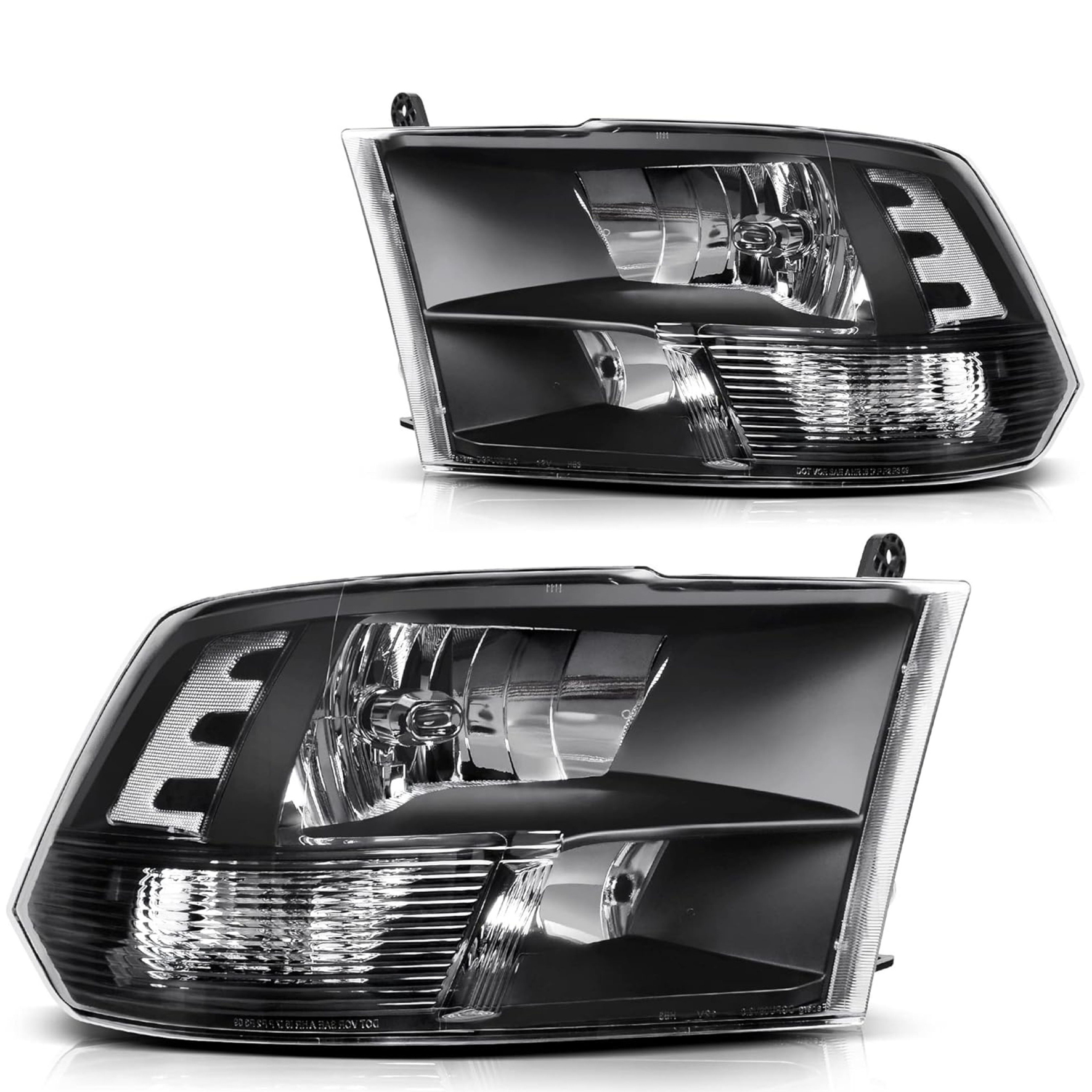 YITAMOTOR® Headlight Assembly For 2009-2018 Dodge Ram 1500 Black Quad Model Headlights Lamps Left+Right-image-OE-HA0101W151-yita