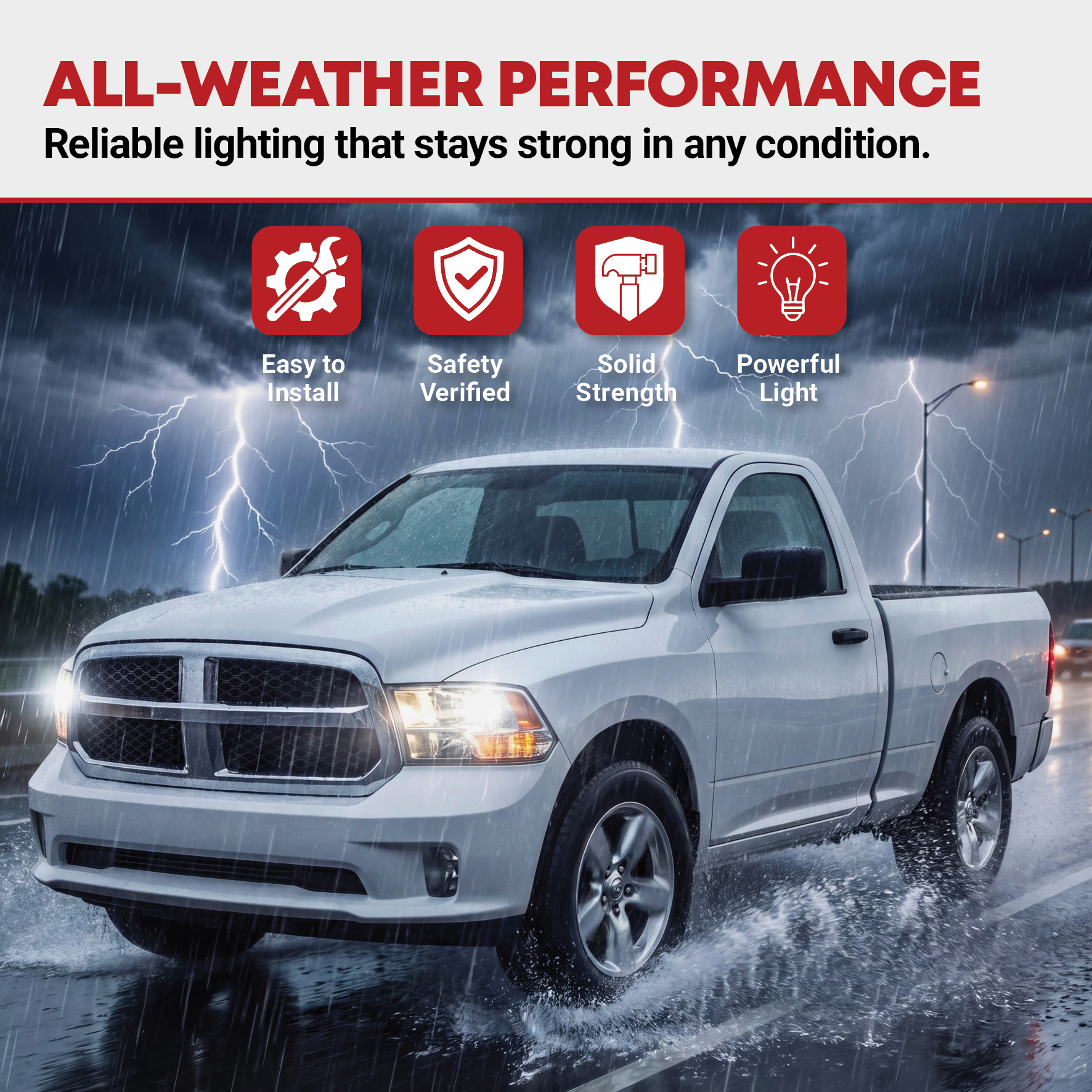 Side view of YITAMOTOR® 2009-2018 Dodge Ram Headlights Assembly Black Quad Headlamps