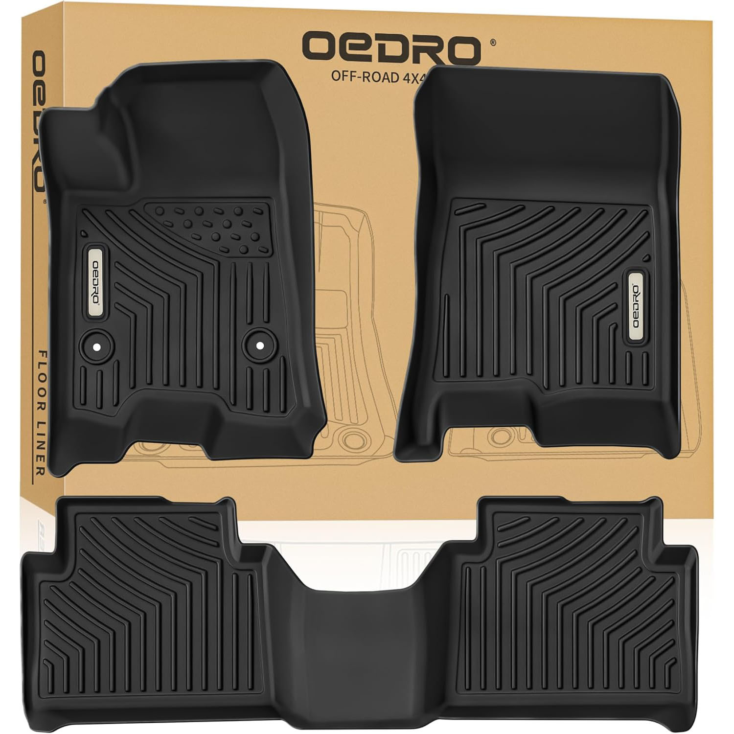 OEDRO Floor Mats Compatible for 2023-2026 Chevy Colorado Crew Cab/GMC Canyon Crew Cab, TPE All-Weather Guard Includes 1st and 2nd Row Liners Mat-image-OEIPFM-1263