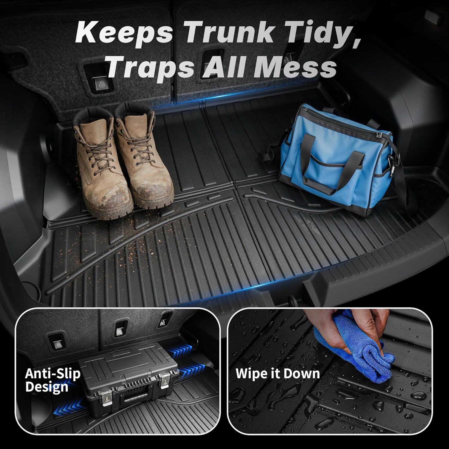 Side view of OEDRO Upgraded Floor Mats Fit for Dodge Ram 1500 Quad Cab 2002-2008, Dodge Ram 2500/3500 Quad Cab 2003-2009, All Weather TPE Floor Liners