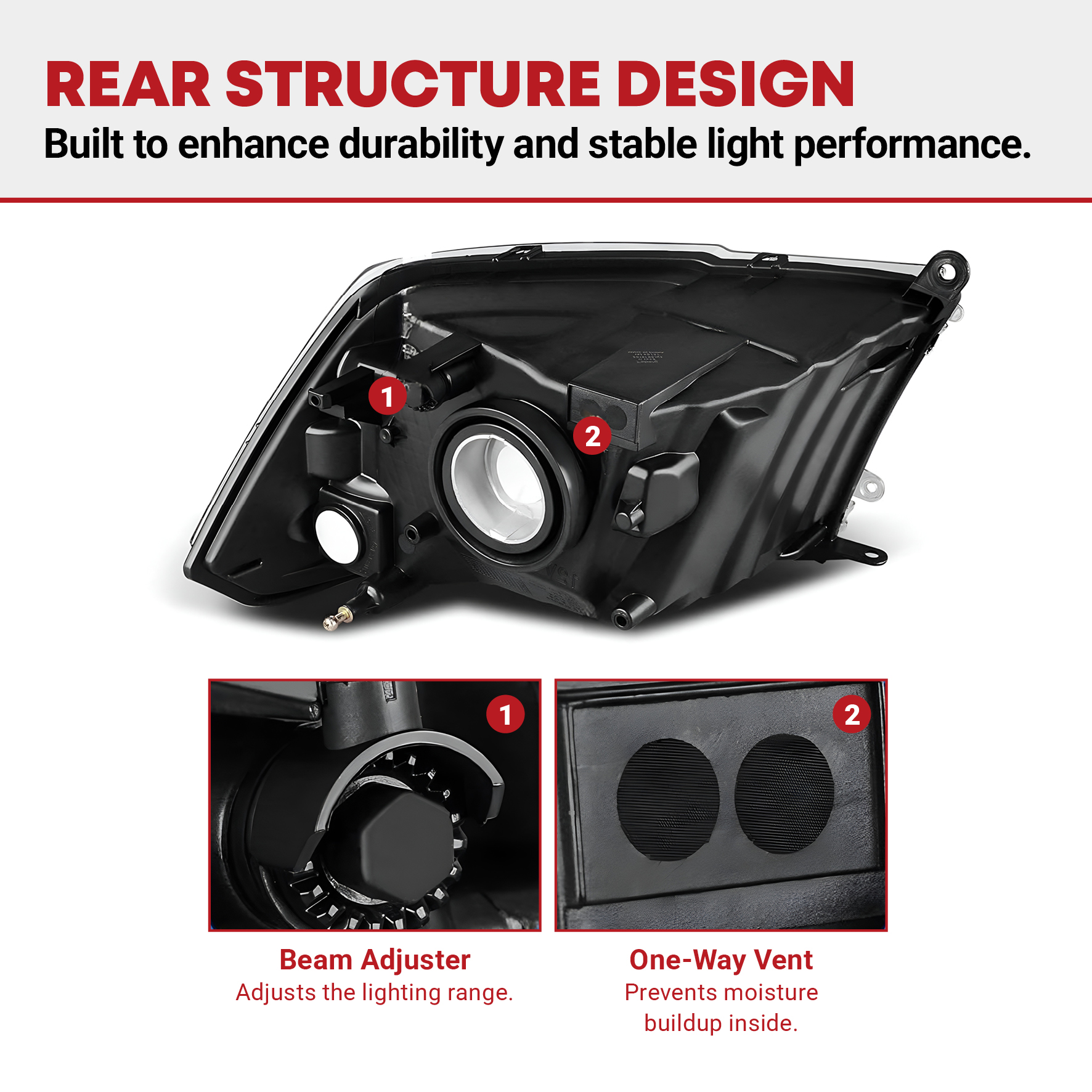 Side view of YITAMOTOR® 2009-2012 Dodge Ram Pickup Dual Cab Headlight Assembly Black Housing Headlamp
