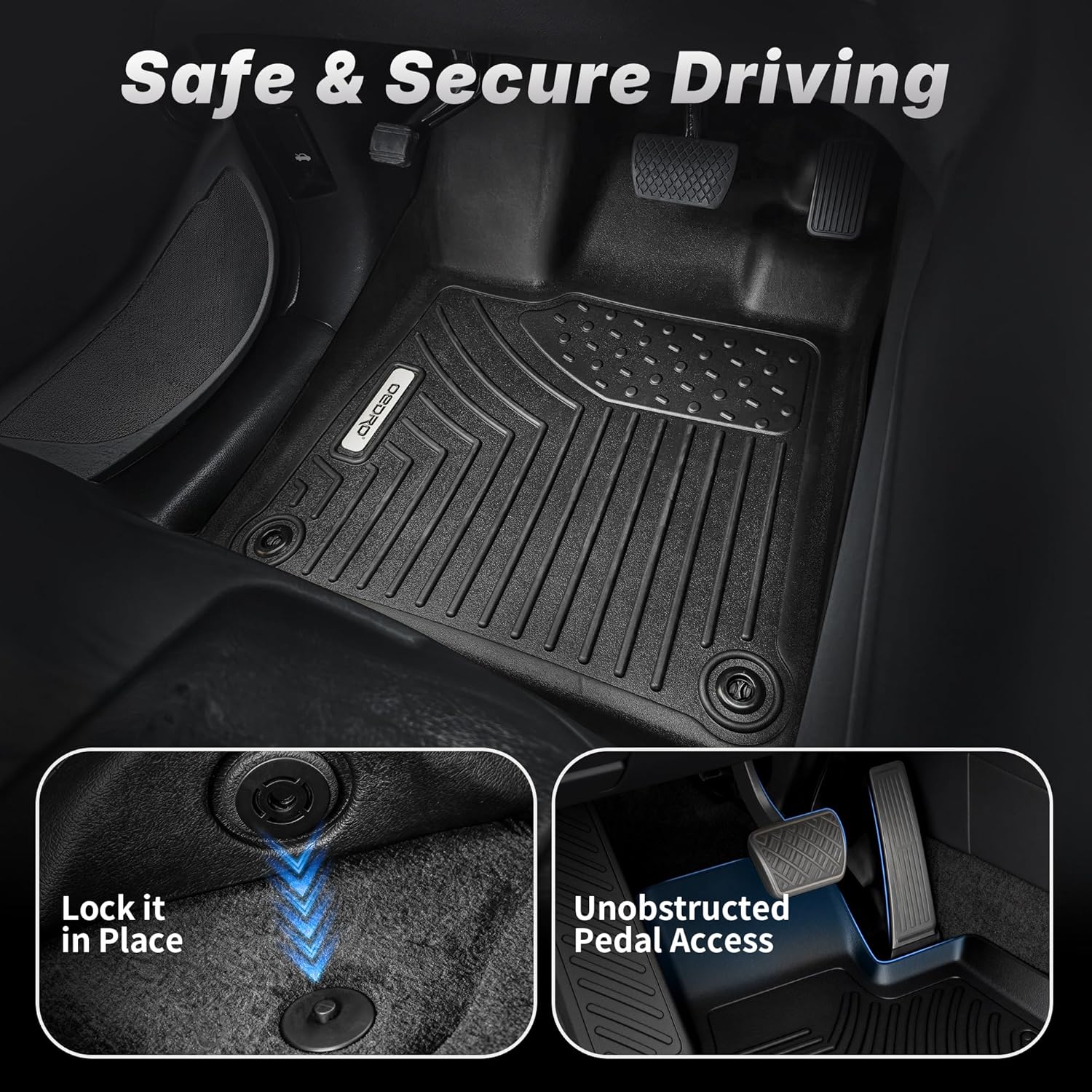 Side view of OEDRO Floor Mats for 2023-2026 Honda CRV CR-V (Include Hybrid), Custom Fit TPE All-Weather Floor Mat & Cargo Liner  Full Set