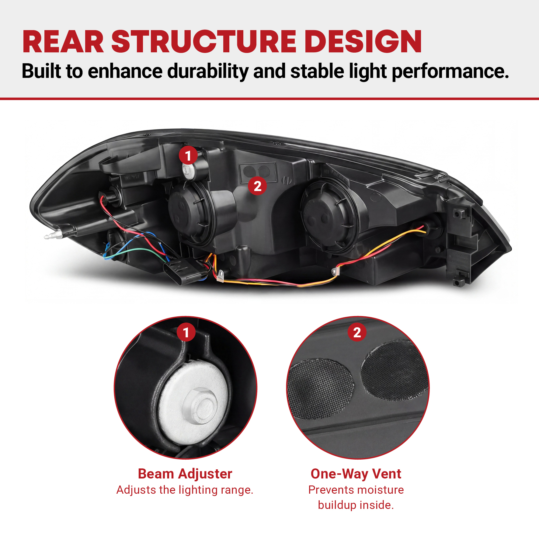 Side view of YITAMOTOR® 2006-2013 Chevy Impala 2006 2007 Chevy Monte Carlo Headlamp Black Housing Amber Reflector Headlight Assembly