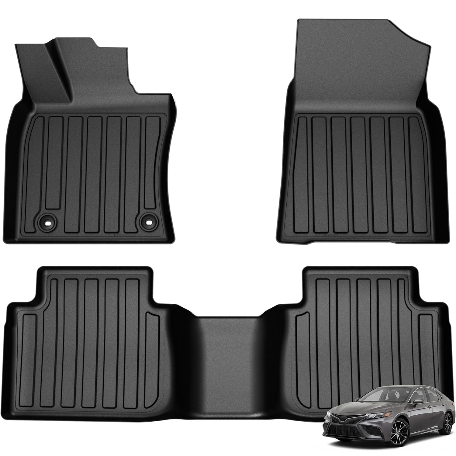 YITAMOTOR Floor Mats for Toyota Camry 2018-2024 | All Weather TPE Custom Fit - 1st & 2nd Row
