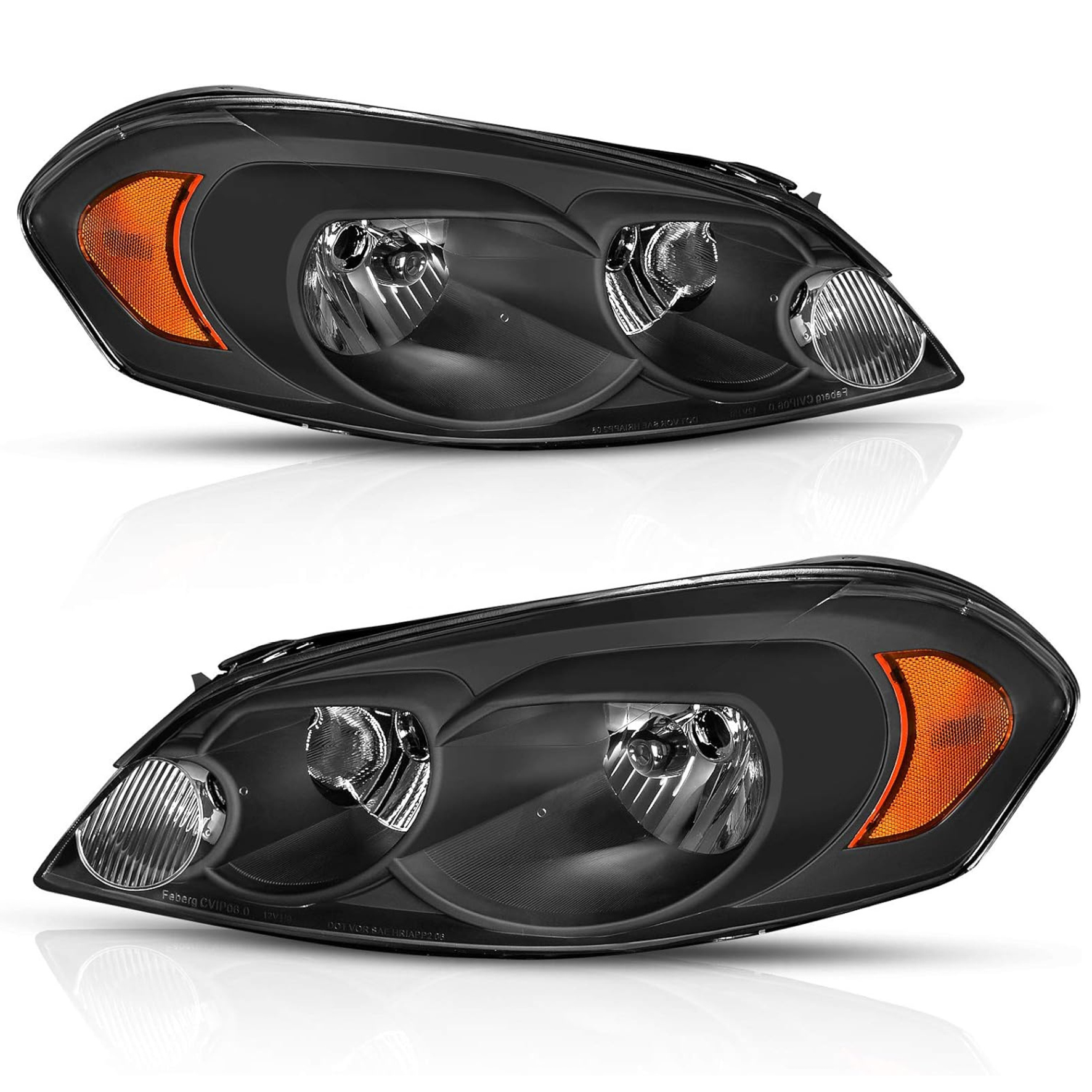 YITAMOTOR® 2006-2013 Chevy Impala 2006 2007 Chevy Monte Carlo Headlamp Black Housing Amber Reflector Headlight Assembly-image-OE-HA01011W01_XS1F