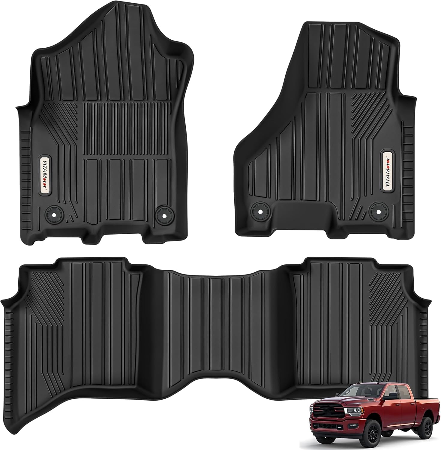 YITAMOTOR Floor Mats for 2019-2026 Ram 2500/3500 Crew Cab | TPE All-Weather