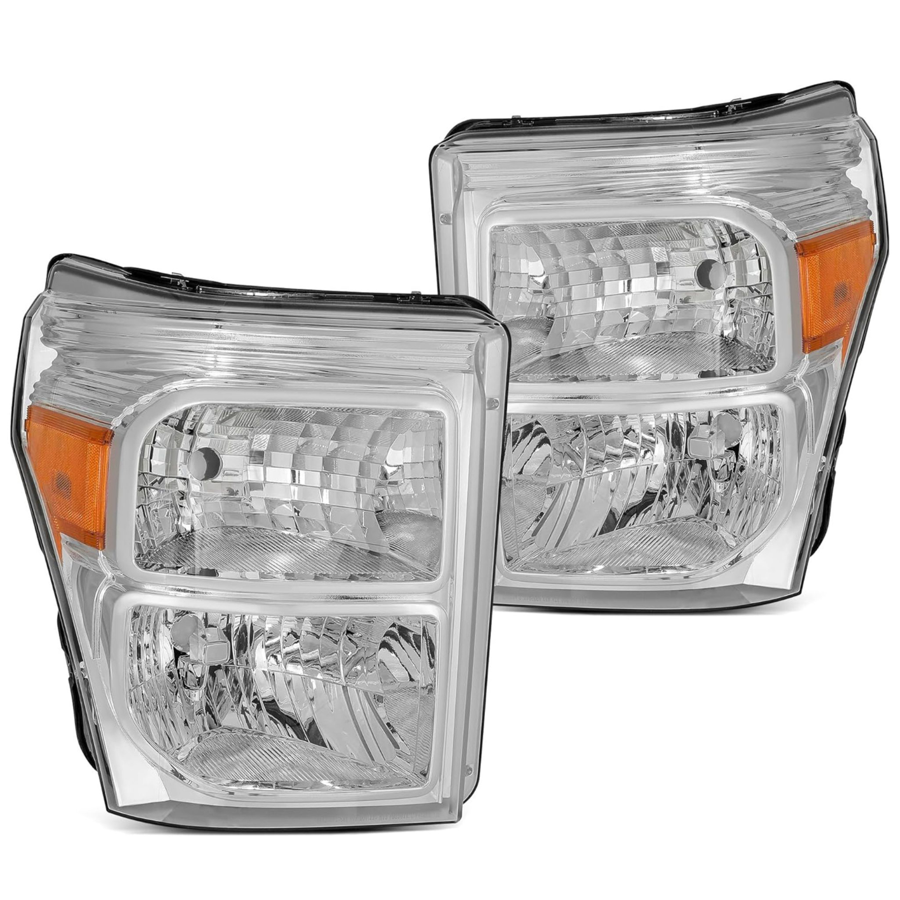 YITAMOTOR Headlights Assembly for 2011-2016 Ford F-250 F-350 F-450 F-550 Super Duty | Chrome, Amber Reflector-image-OE-YTLLHL-0114