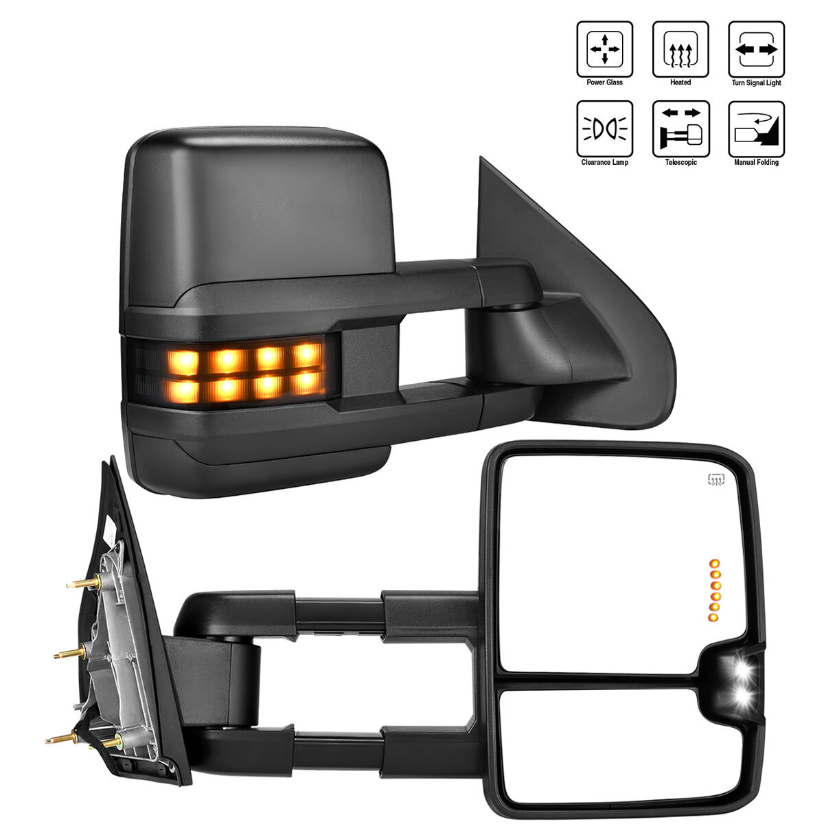 YITAMOTOR® 2014-2018 Chevy Silverado 1500 GMC Sierra 1500, 15-18 Silverado 2500 HD,3500 HD Towing Mirrors