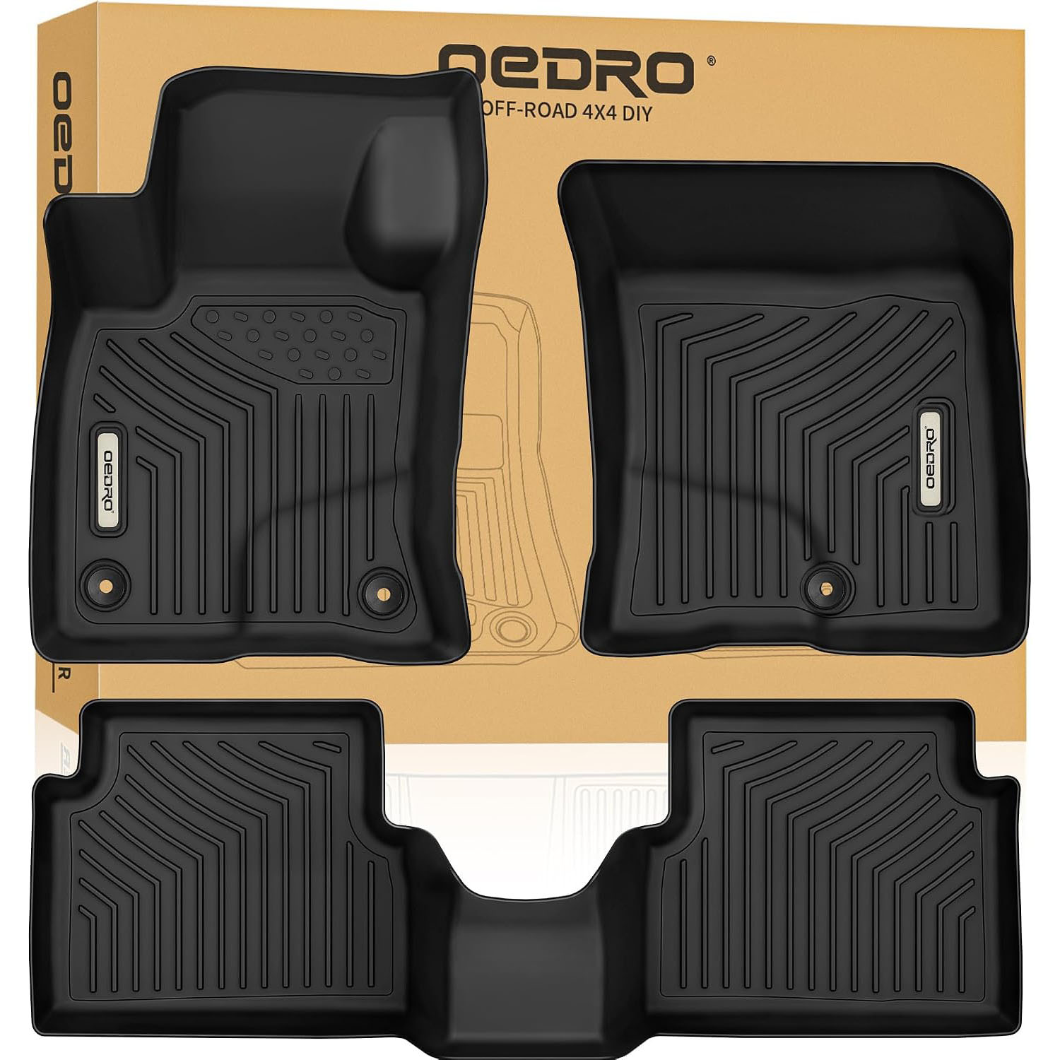 OEDRO® Floor Mats for 2022-2025 Ford Maverick Crew Cab (Not fit Hybrid), Black TPE All-Weather Guard Floor Liner-image-OEIPFM-1190