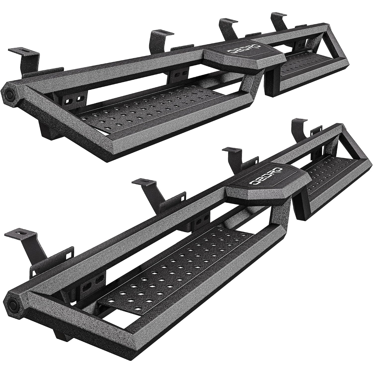 OEDRO 6.8" Two Stairs Running Boards Compatible with 2020-2026 Jeep Gladiator JT 4 Door, Bolt-On Side Steps Black Powder Coated Nerf Bar-image-OEATRB-4006