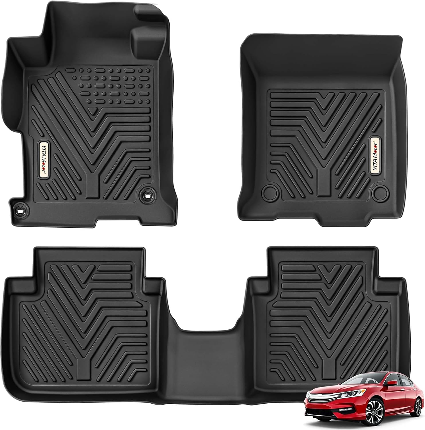 YITAMOTOR All-Weather TPE Floor Mats for 2013-2017 Honda Accord Sedan | Custom Fit Floor Liners