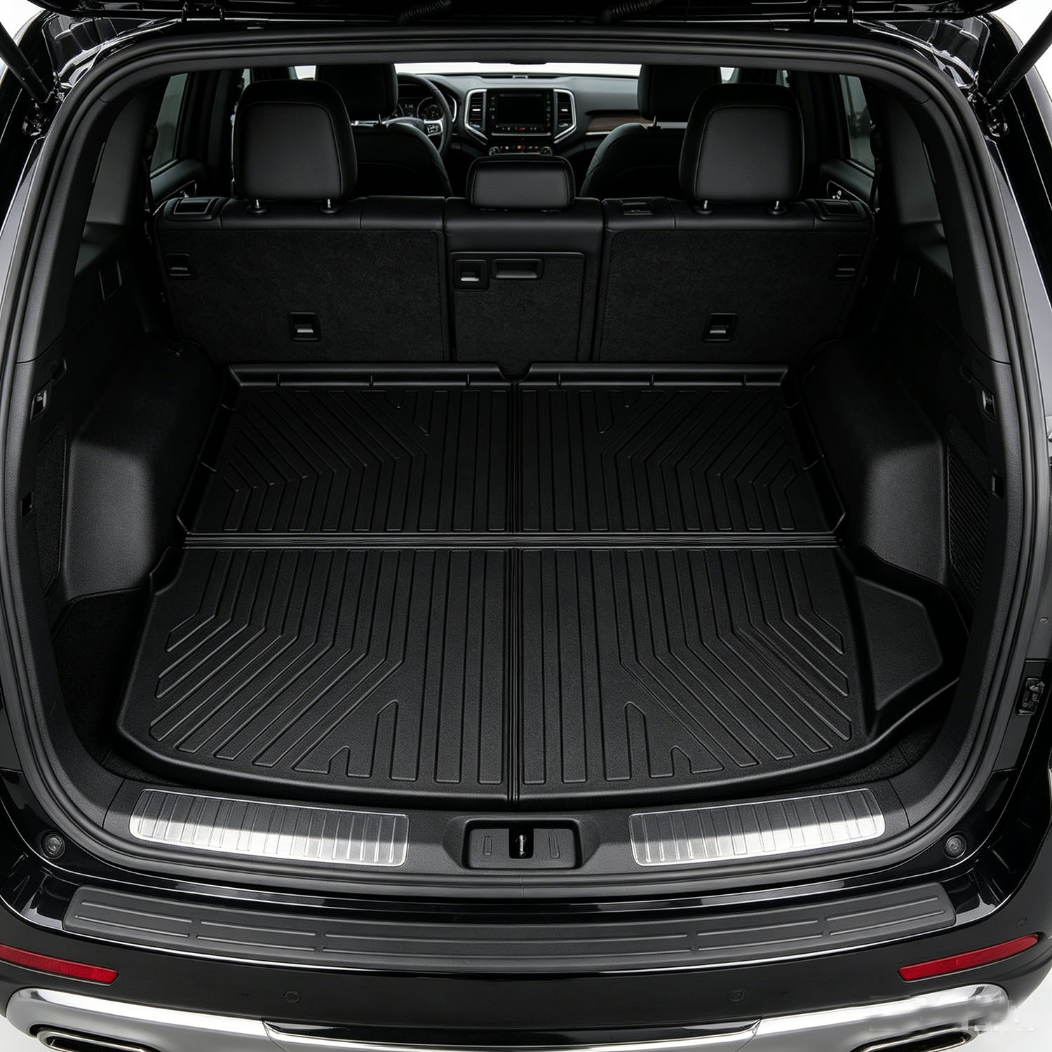 Side view of OEDRO Floor Mats Fits for 2022-2026 Jeep Grand Cherokee 5 Seats (Include 4xe Not for WK or L), All Weather Floor Mats Trunk Cargo Mat with Backrest Pr