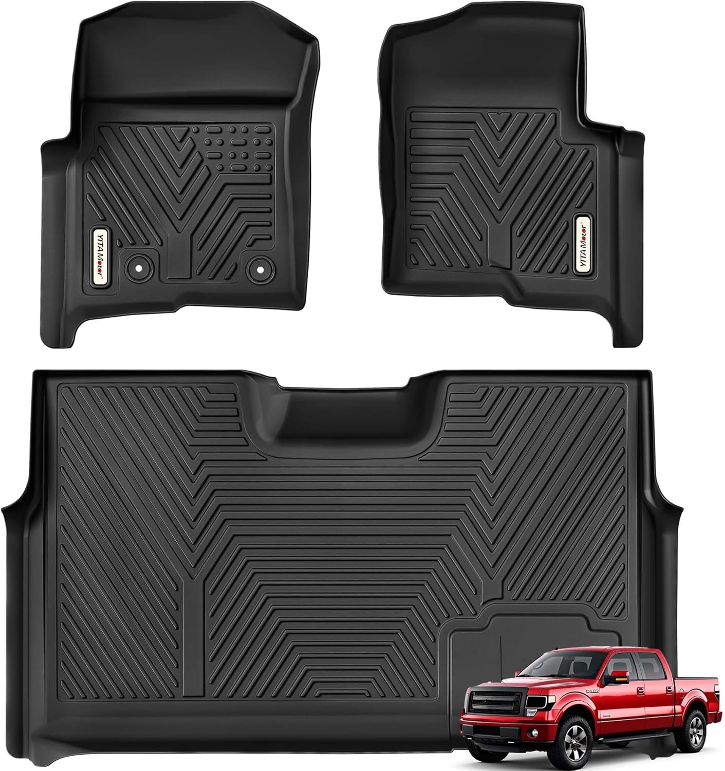 YITAMOTOR Floor Mats for 2010-2014 Ford F-150 SuperCrew | TPE Liners