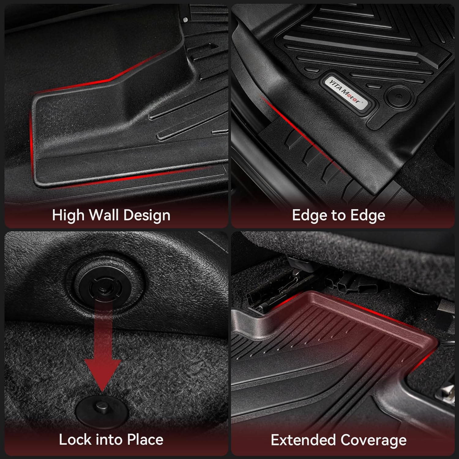 Juego De 3 Tapetes Para Todo Clima YITAMOTOR Para Chevy Colorado Y GMC Canyon Crew Cab (negro, TPE)
