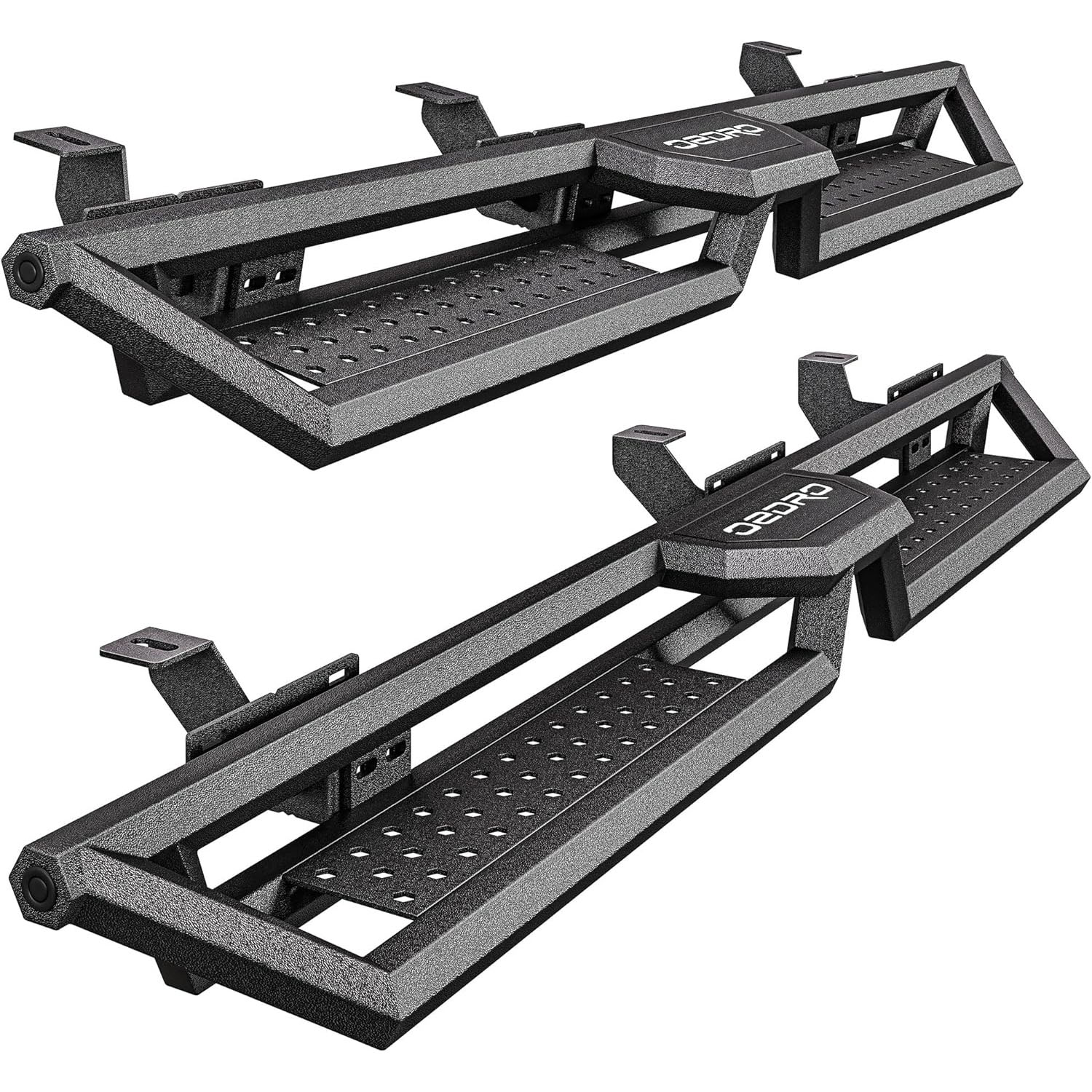 OEDRO Running Boards Compatible with 2018-2026 Jeep Wrangler JL 4 Door, 6.8" Two Stairs Side Steps Black Powder Coated Nerf Bar-image-OEATRB-4003