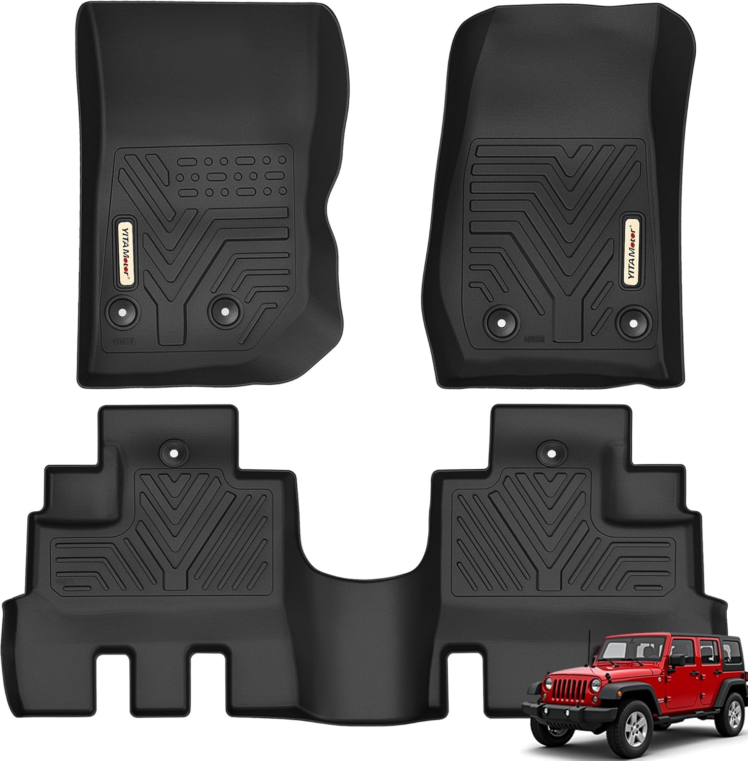 YITAMOTOR All-Weather TPE Floor Mats for 2014-2018 Jeep Wrangler JK Unlimited 4 Door | Custom Fit Floor Liners
