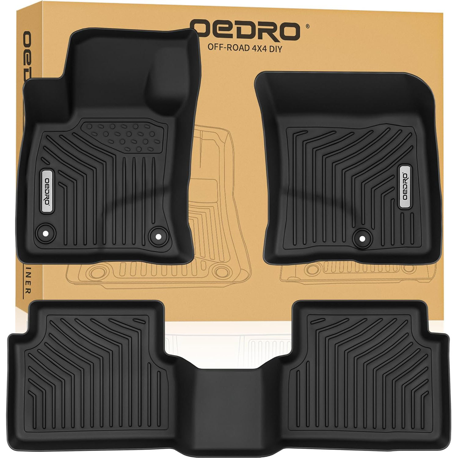Floor Mats for 2021-2025 Ford Bronco Sport | TPE All-Weather Car Mats Includes 1st and 2nd Row: Front, Rear, Full Set Liners-image-OETIFM-1104