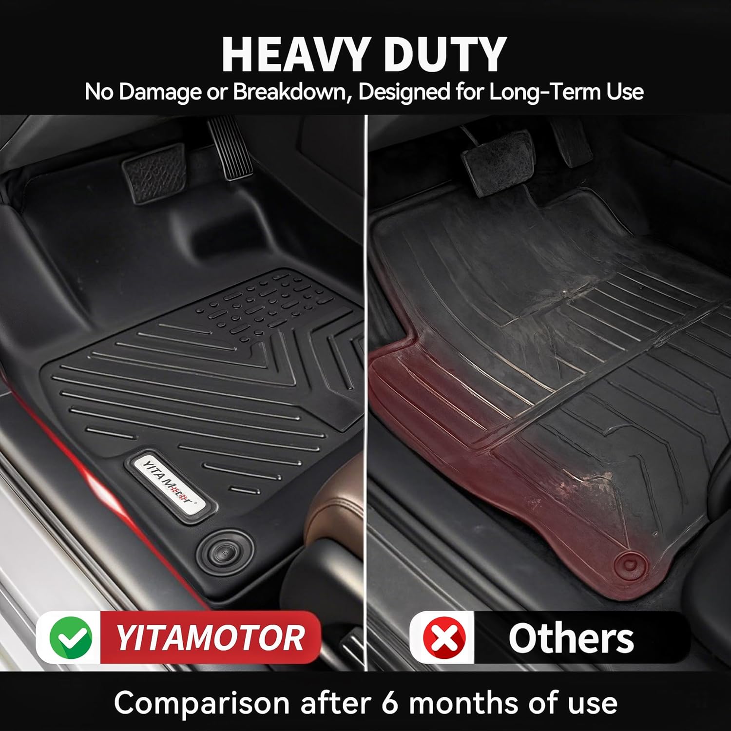 Side view of YITAMOTOR All-Weather Floor Mat Set for 2025-2026 Chevy Equinox - TPE Floor & Trunk Liners