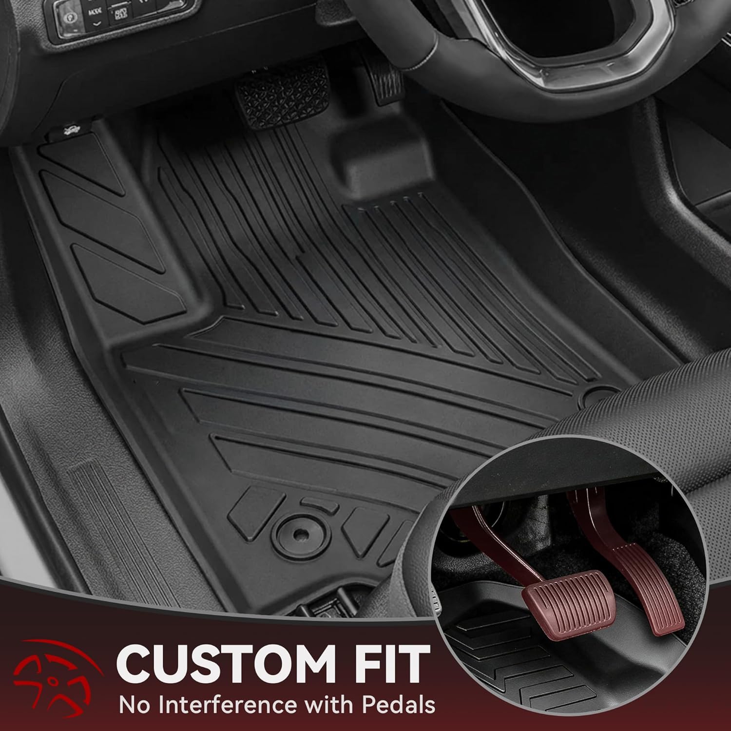 Side view of YITAMOTOR All-Weather Floor Mat Set for 2025-2026 Chevy Equinox - TPE Floor & Trunk Liners