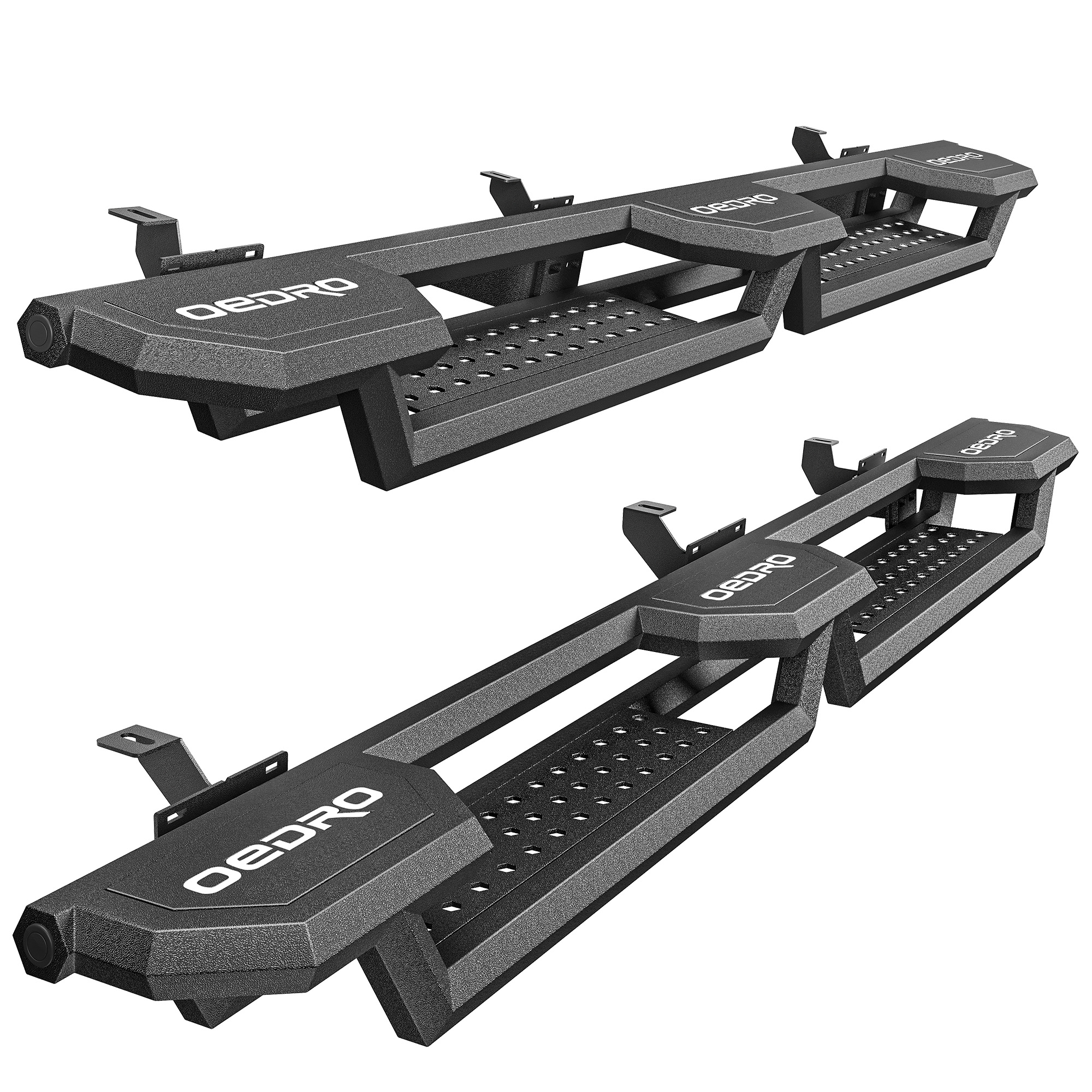 OEDRO 3-Step Running Boards Compatible with 2018-2026 Jeep Wrangler JL 4 Door, Heavy Duty Carbon Steel Nerf Bars with Drop Steps, Off-Road Rock Slider-image-OEATRB-4018