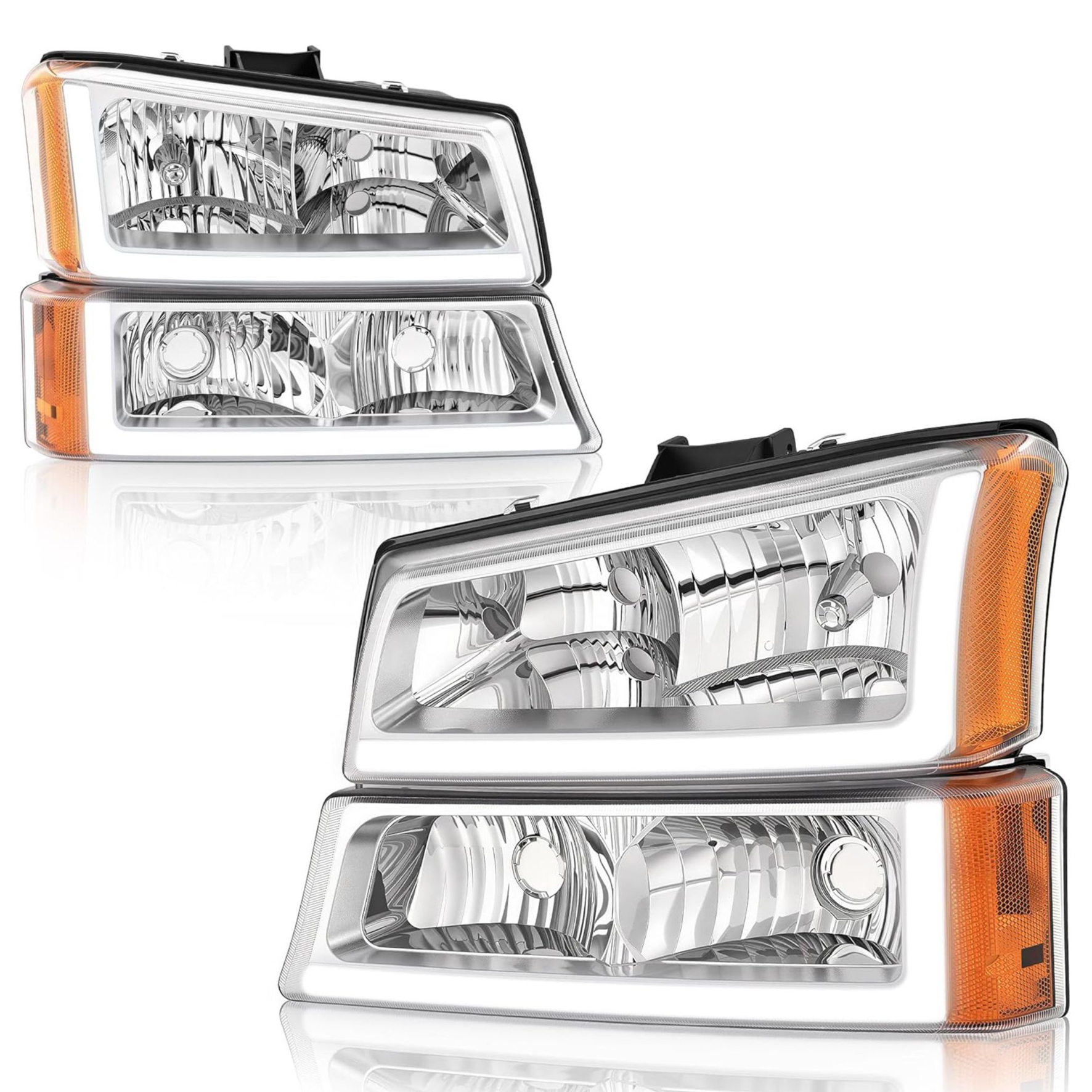 YITAMOTOR LED DRL Headlights for 2003-2006 Chevy Silverado | Chrome Housing