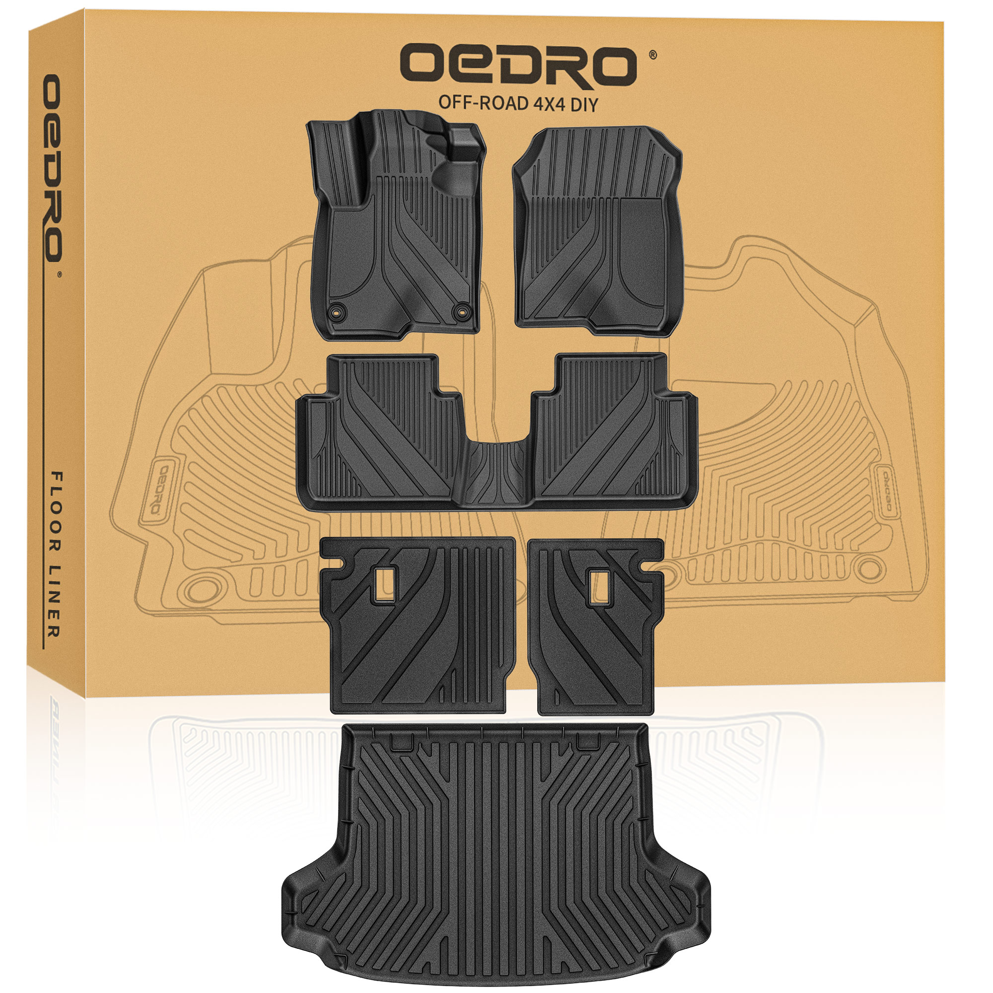 OEDRO Floor Mats Full Set & Backrest Fit for 2027-2023 Honda HR-V & 2025 2026 Acura ADX, Custom Fit TPE All Weather Floor Liners