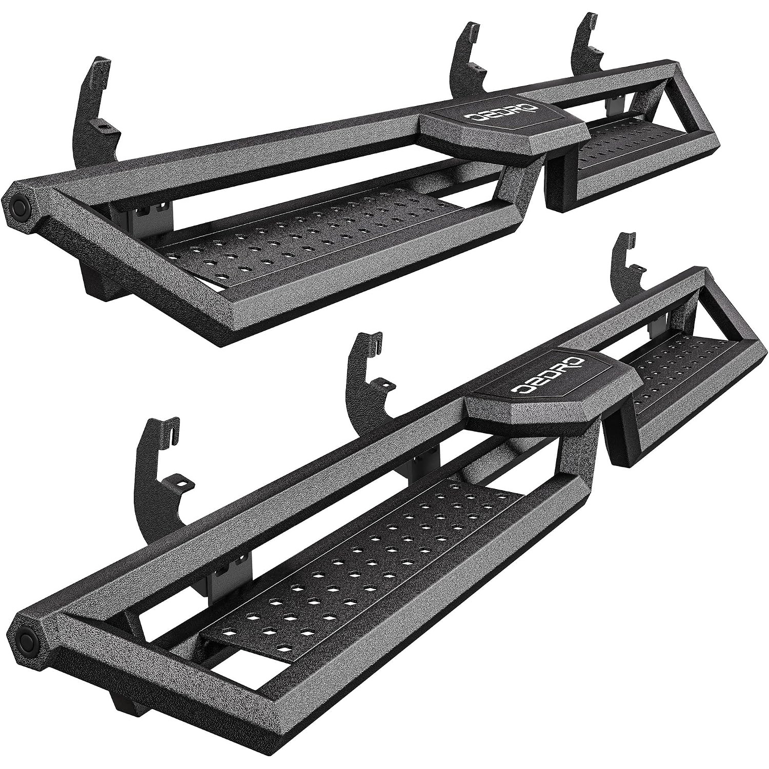 OEDRO 6.8" Two Stairs Running Boards Compatible with 2015-2026 Chevy Colorado/GMC Canyon Crew Cab, Bolt-On Side Steps Black Powder Coated Nerf Bar-image-OEATRB-4008