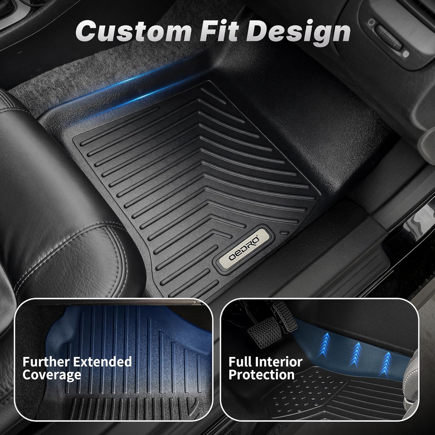 Husky Weatherbeater Floor Mats – 3-Piece Set For 2009-2014 Ford F-150 SuperCrew (No Manual Shifter), Front & 2nd Row, Black