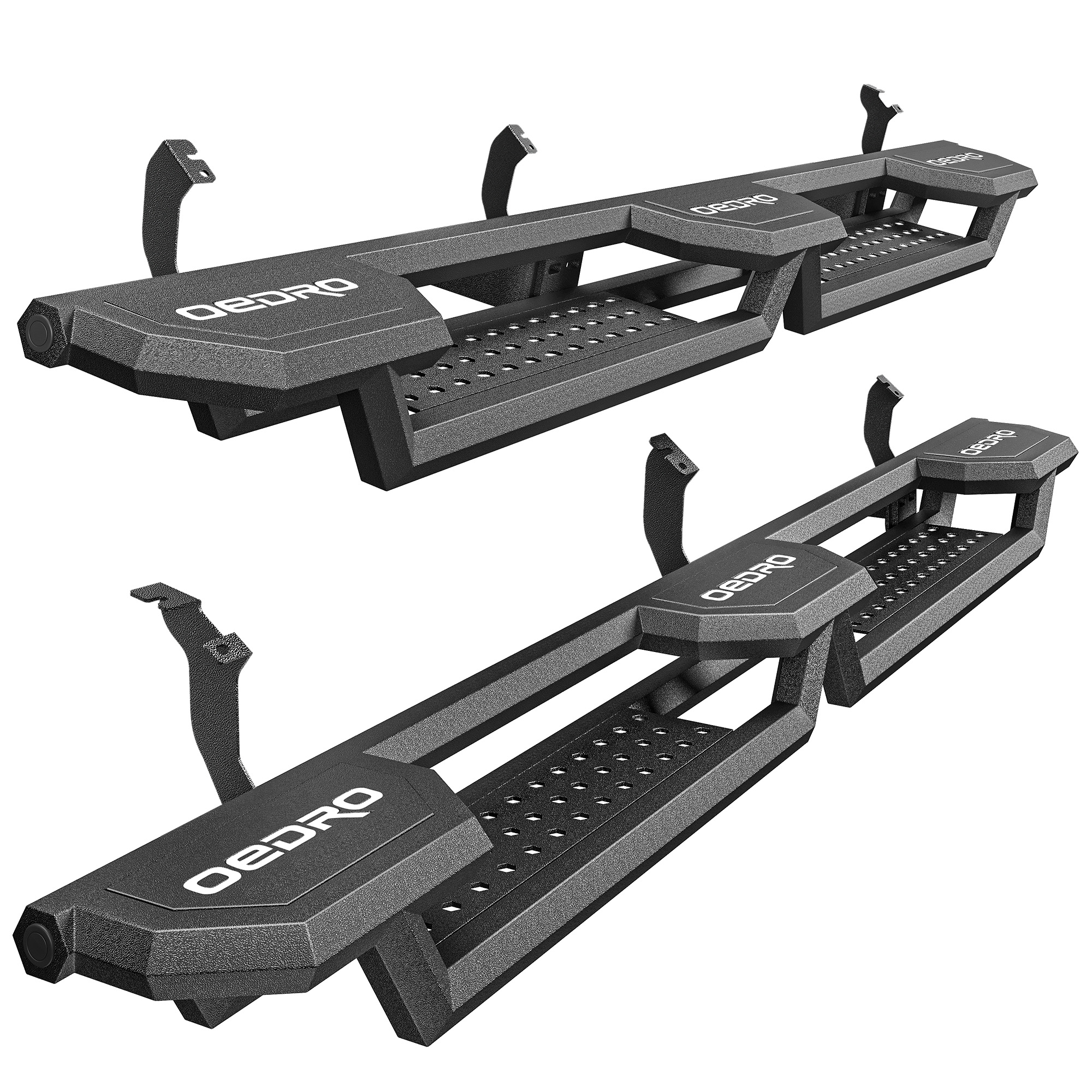 OEDRO 3-Step Running Boards Compatible with 2022-2026 Toyota Tundra CrewMax Cab, Heavy Duty Carbon Steel Nerf Bars with Drop Steps, 6.8" Wide Side Ste-image-OEATRB-4014