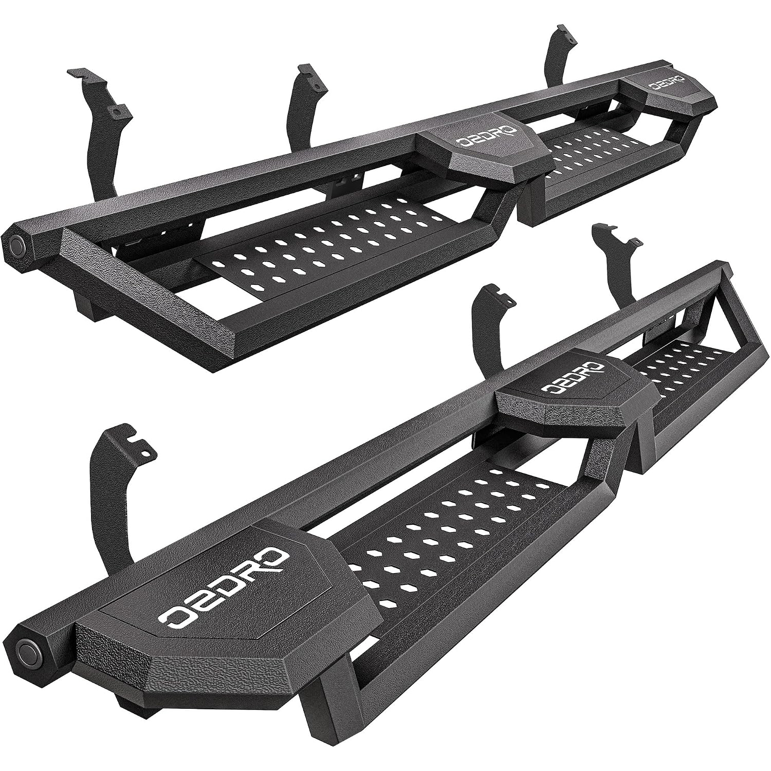 OEDRO 6.8 inches Running Boards Compatible with 2022-2026 Toyota Tundra Crewmax Cab, Bed Access Side Steps, Two Raised Step Nerf Bars Black Carbon Ste-image-OEATRB-4009