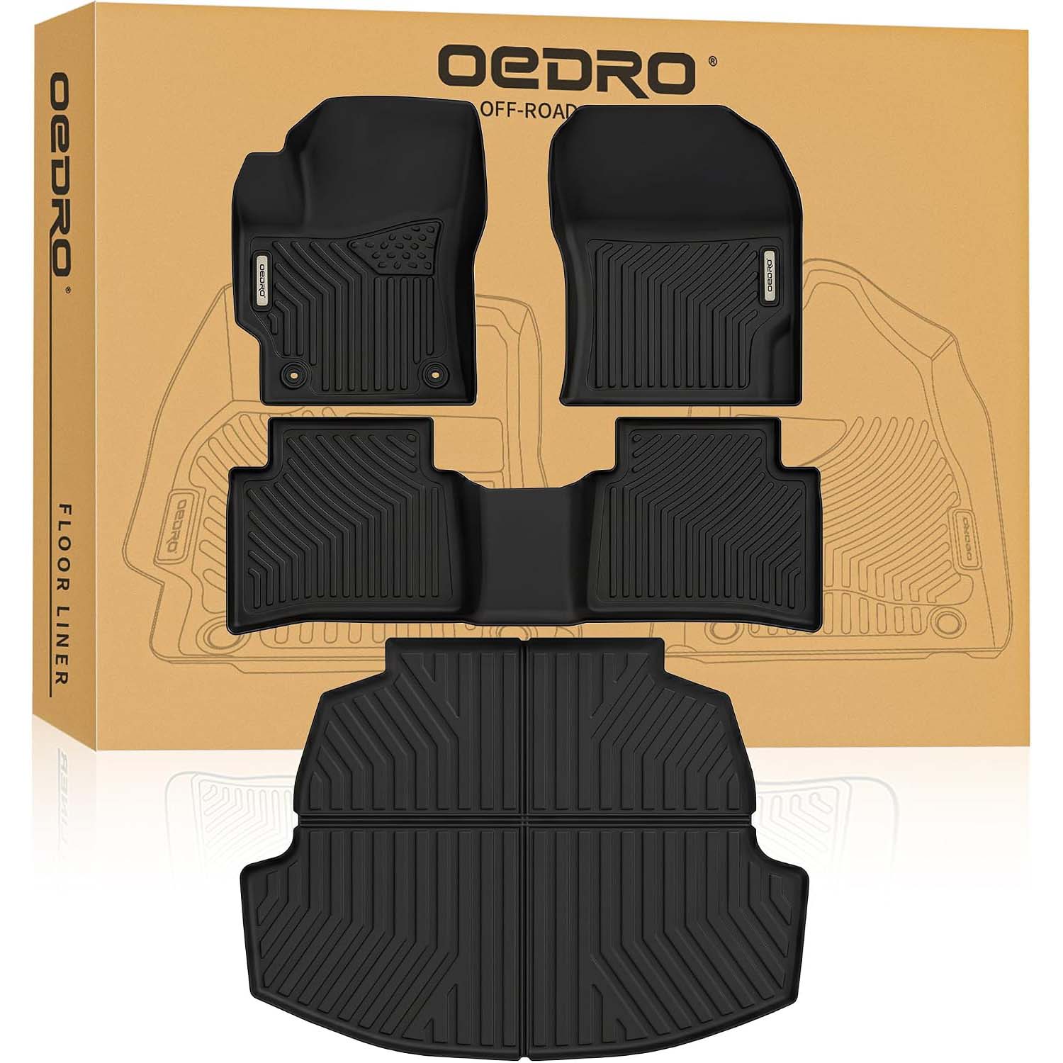 Floor Mats & Cargo Liner Full Set Compatible with Toyota Corolla 2020-2026 All-Weather TPE Custom Fit | High Durability, 1st & 2nd Row with Cargo Mat