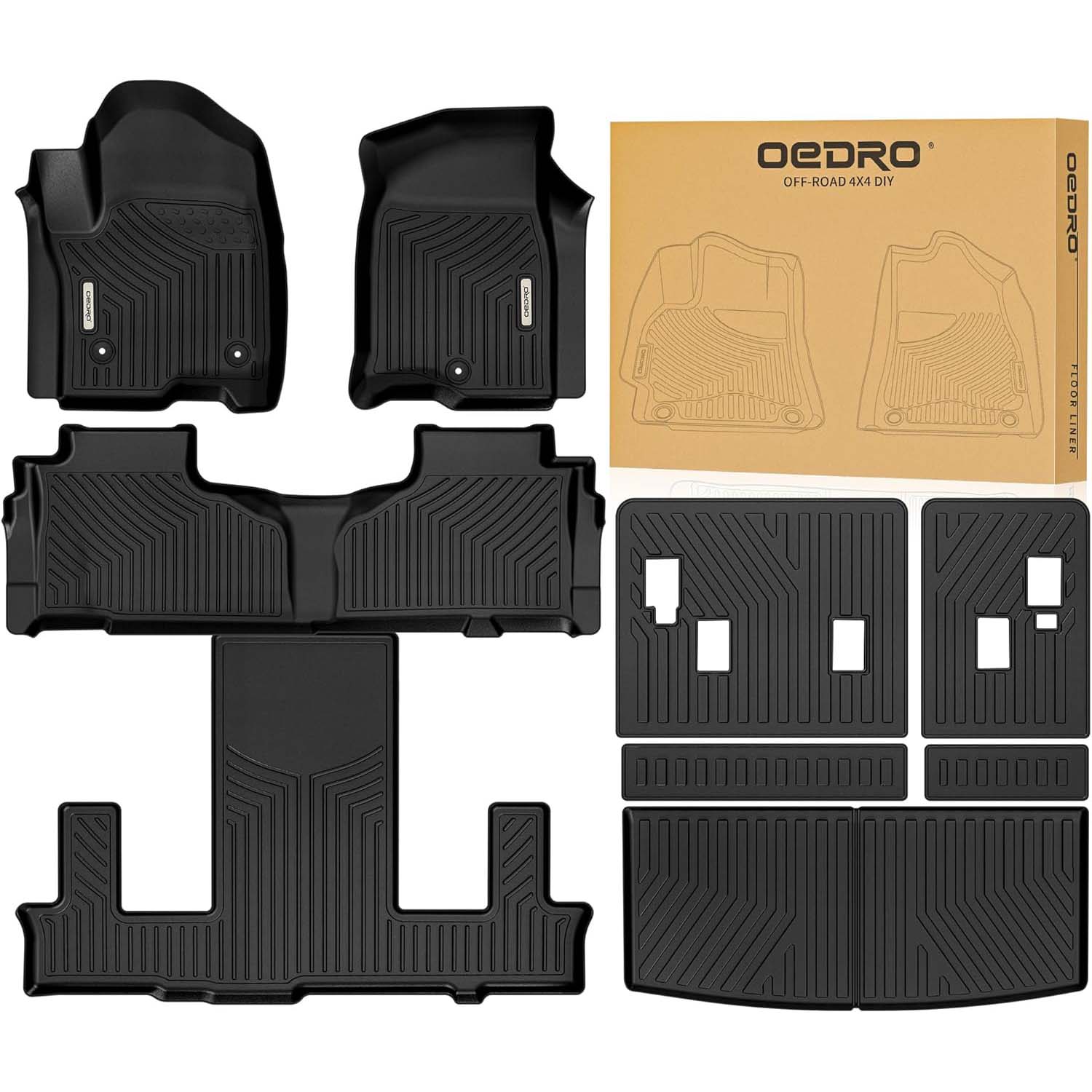 Floor Mats for Chevrolet Tahoe/GMC Yukon 2021-2026 w/ 7-Seat, Custom Fit TPE All Weather Trunk Mat with Backrest for Chevy Tahoe Floor Mats Liner