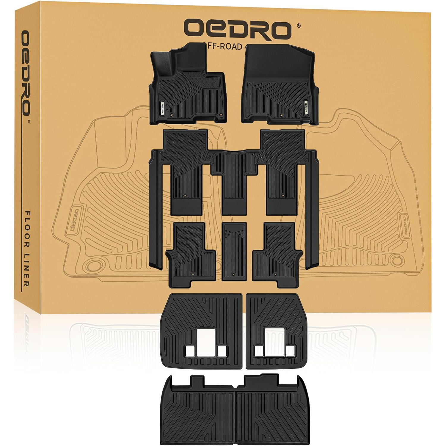 OEDRO® Floor Mats & Trunk Mat with Backrest Mat for Kia Carnival MPV 2022-2027 (8 Seats)TPE All Weather Floor Liners for MPV, Hybrid & Prestige Models