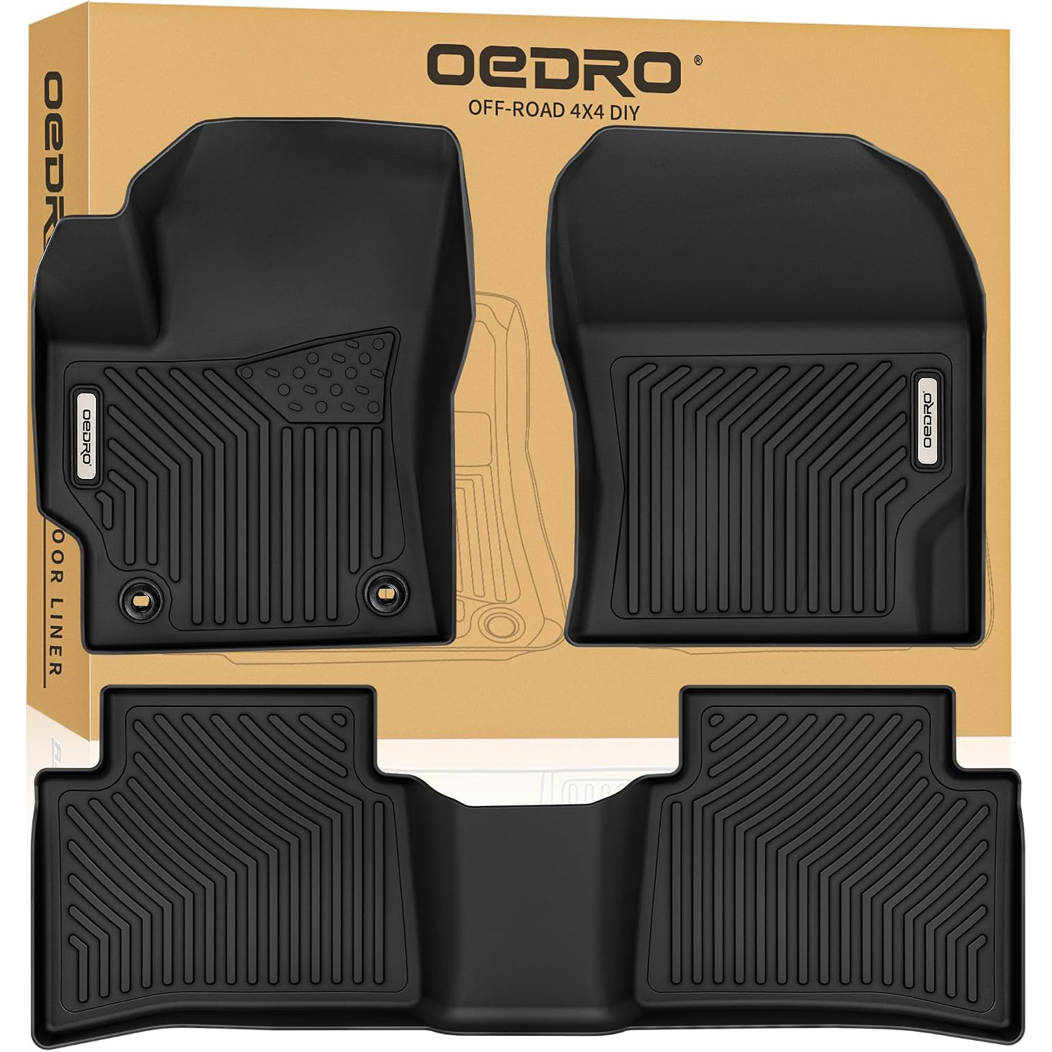OEDRO Floor Mats Fit for 2020-2026 Toyota Corolla Sedan, TPE All Weather Custom Fit Corolla Sedan Accessories Car Mats Includes Front & Rear 2 Row, Bl