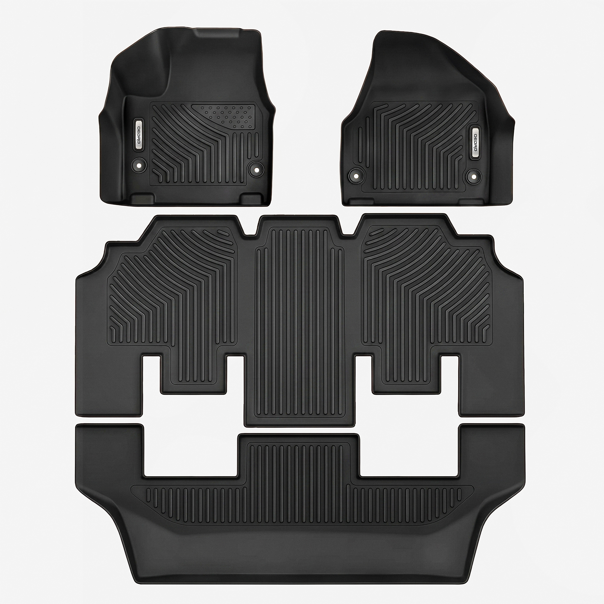 OEDRO Floor Mats for 2017-2026 Chrysler Pacifica (No Hybrid Models), Unique Black TPE All-Weather Full Set Liners