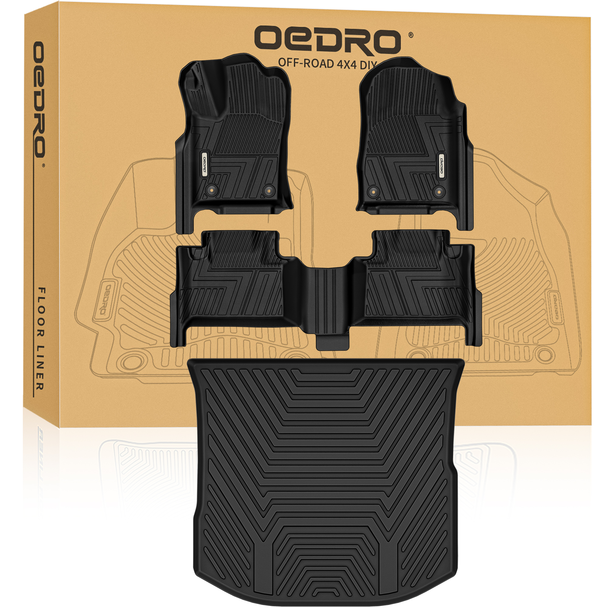 OEDRO Upgraded Floor Mats for 2016-2021 Jeep Grand Cherokee / 2022-2023 Jeep Grand Cherokee WK (Non L Models ), Custom Fit Black TPE All Weather Car F