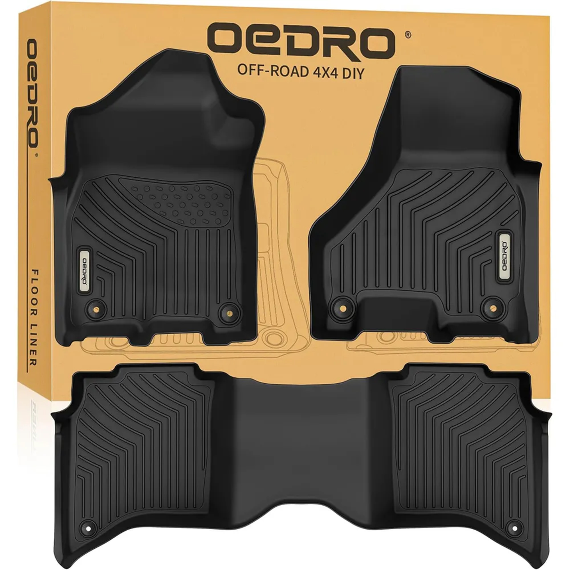 OEDRO Floor Mats for 2019-2026 Dodge Ram 2500 Crew Cab with 1st Row Bucket or Bench Seats, Custom Fit TPE All Weather Car Floor Liners