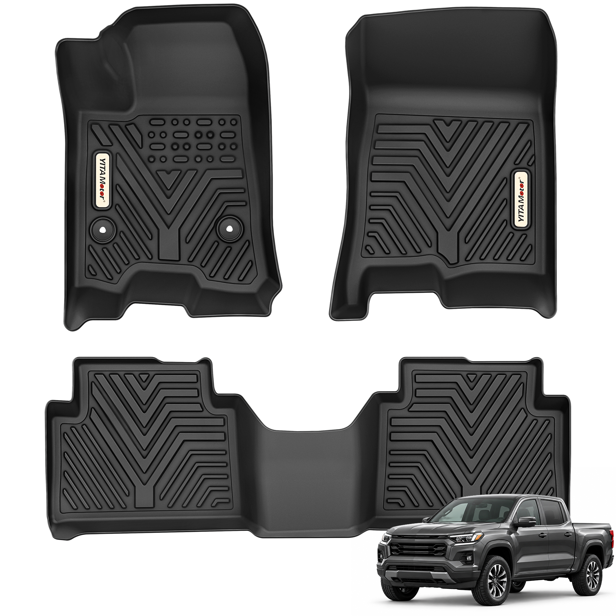 YITAMOTOR Floor Mats for 2023-2026 Chevy Colorado & GMC Canyon | TPE All-Weather