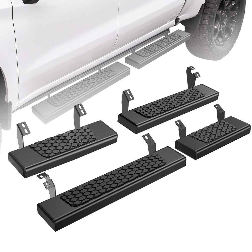 YITAMOTOR Split Drop Running Boards for 2024-2026 Toyota Tacoma Crew/Double Cab, Textured Black