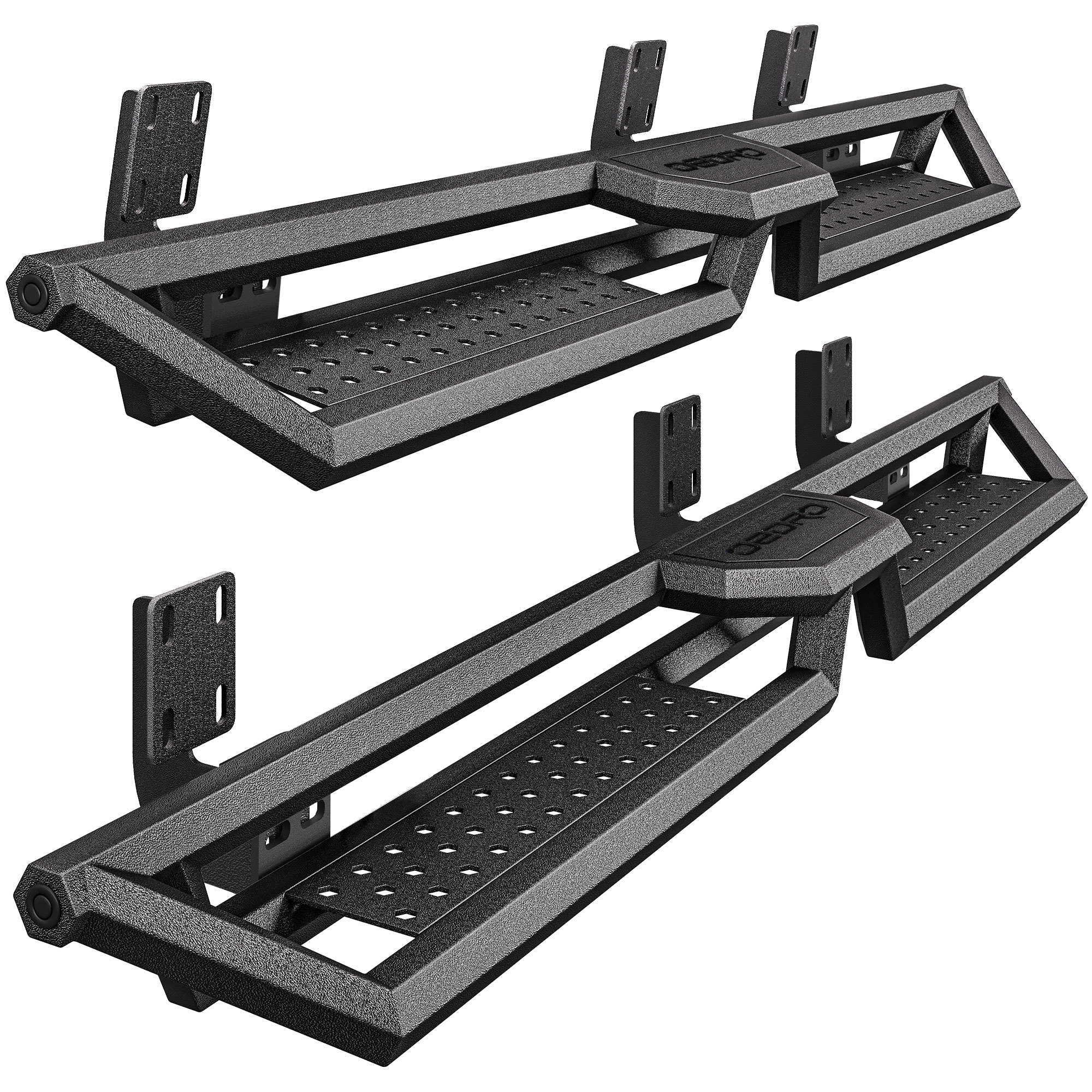 OEDRO Two Stairs Running Boards Fits 1999-2016 Ford F-250/ F-350 Super Duty Crew Cab 6.8" Side Steps Bolt-On Heavy Duty Step Bars