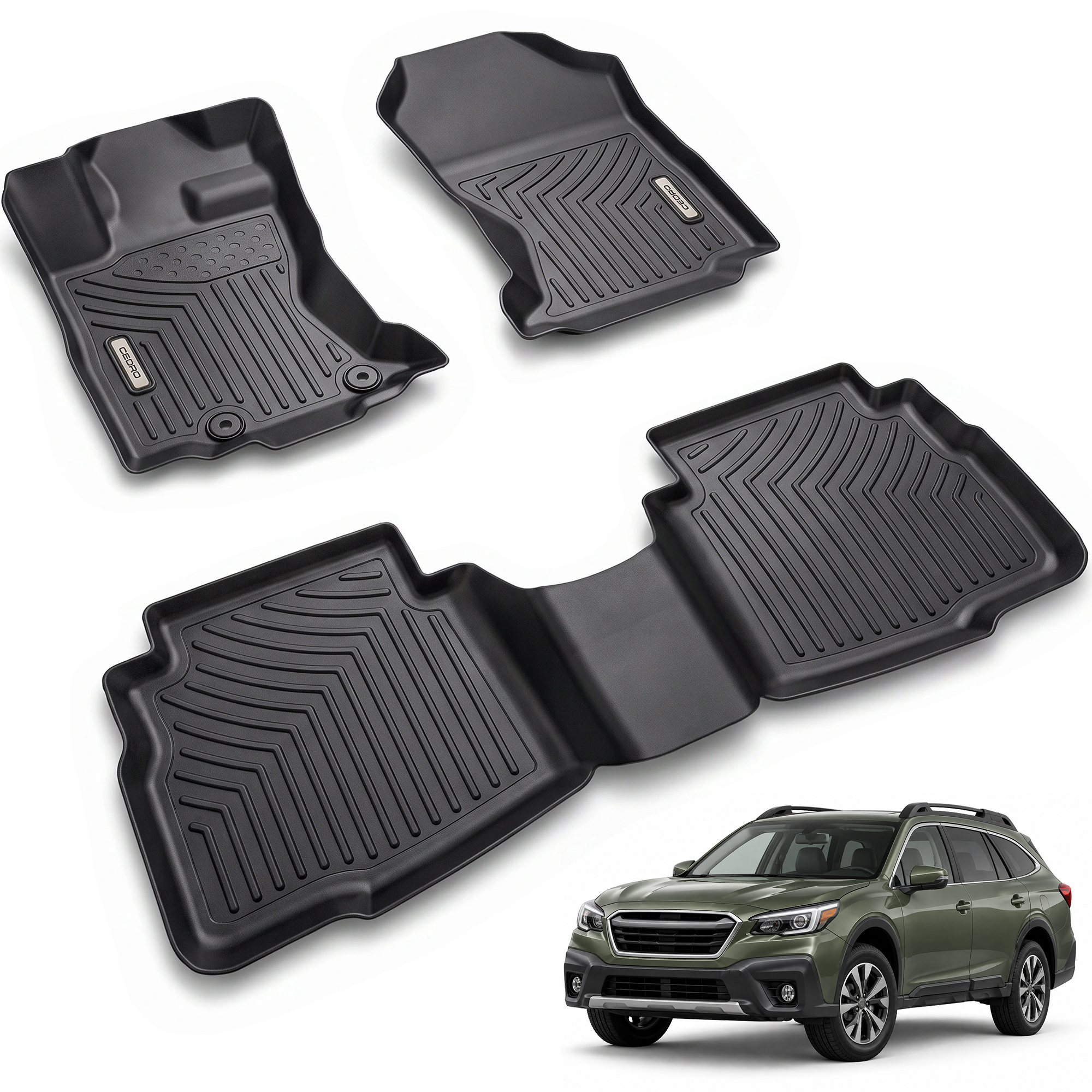 OEDRO® Floor Mats for 2020-2025 Subaru Legacy/Outback, Unique Black TPE All-Weather Guard Full Floor Liners Set