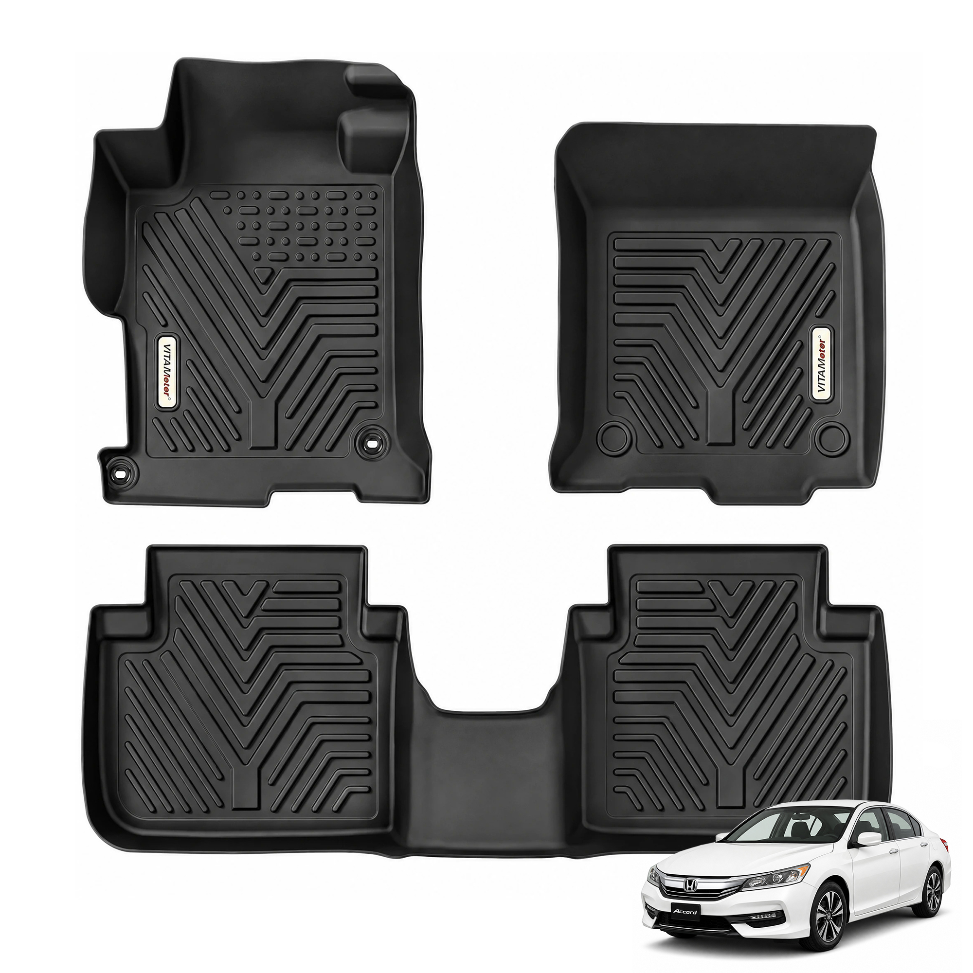 YITAMOTOR All-Weather TPE Floor Mats for 2013-2017 Honda Accord Sedan | Custom Fit Floor Liners