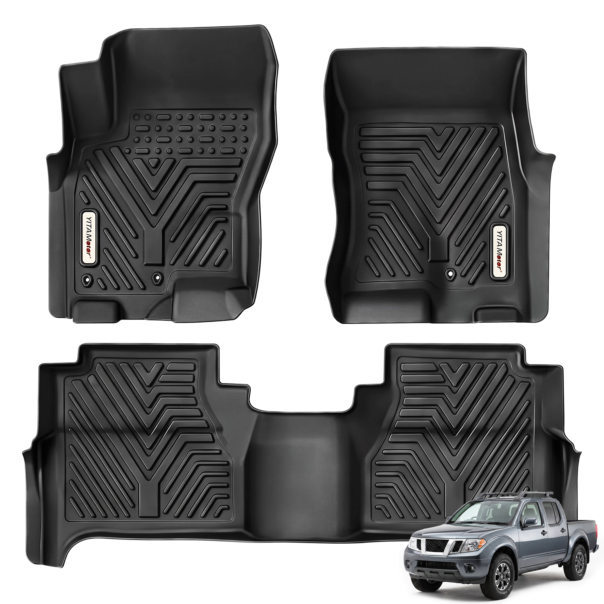YITAMOTOR Floor Mats for 2008-2021 Nissan Frontier Crew Cab, TPE Liners